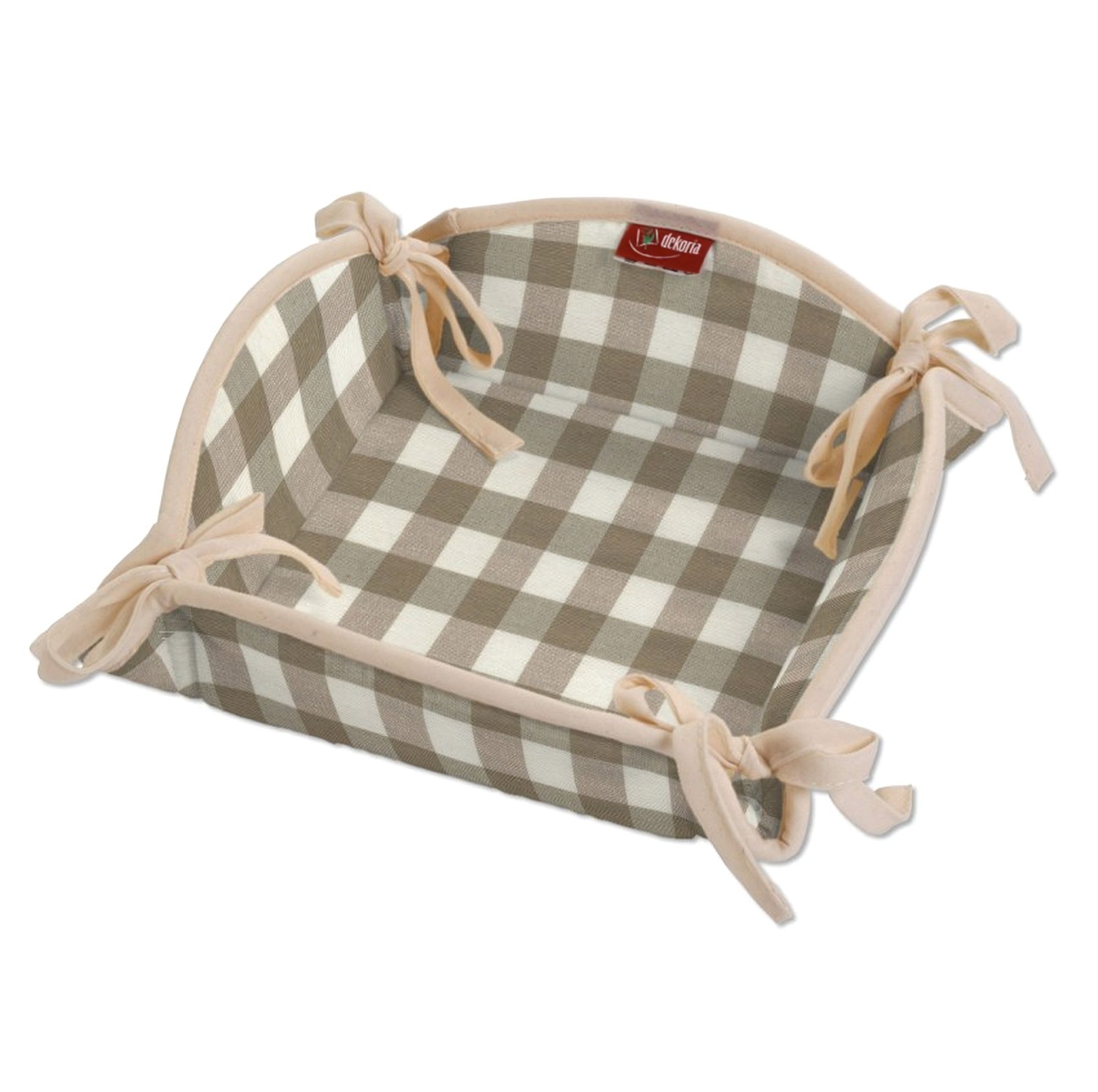 Broodmand kleur product beige stof met patroon