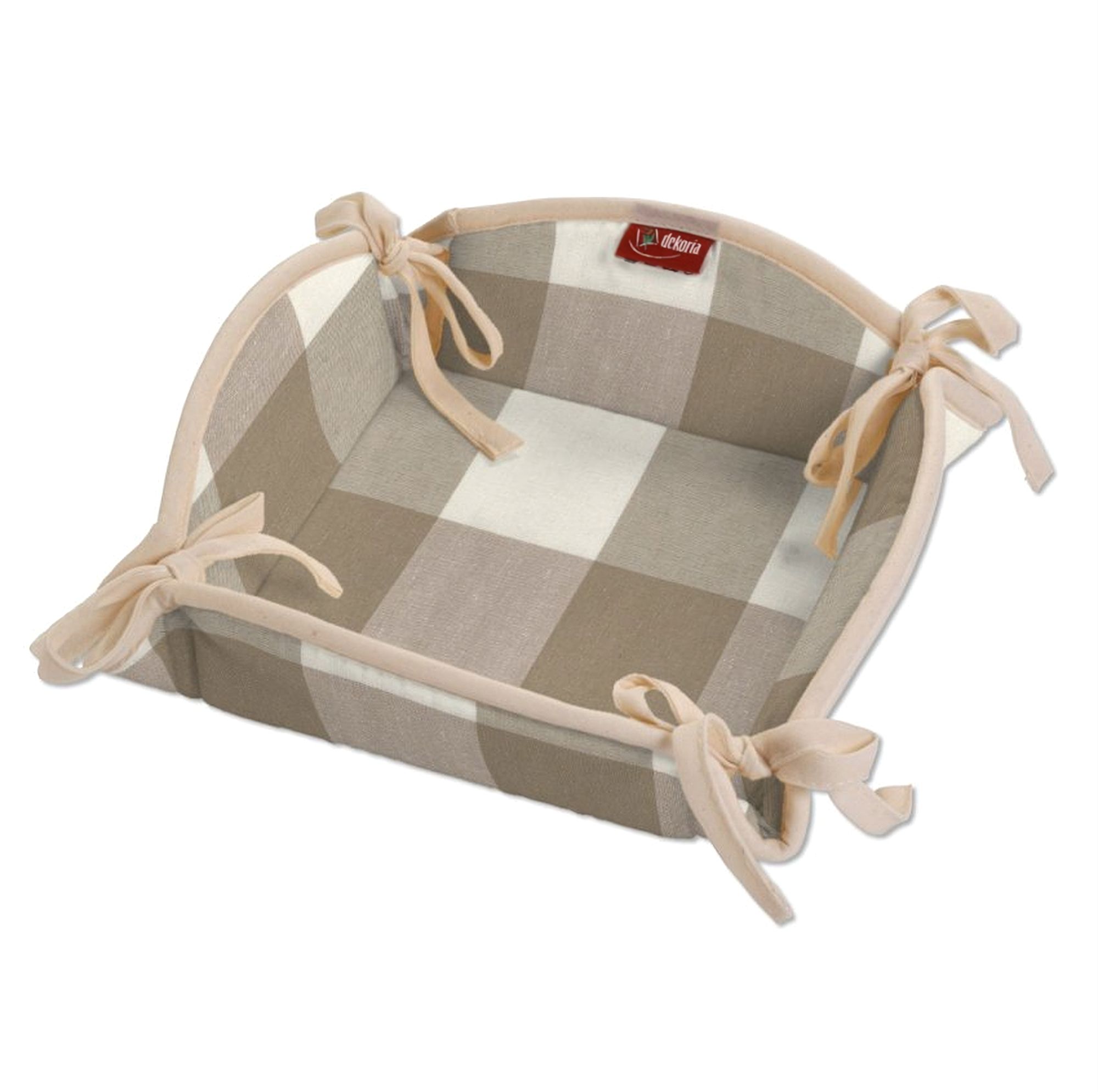 Broodmand kleur product beige stof met patroon