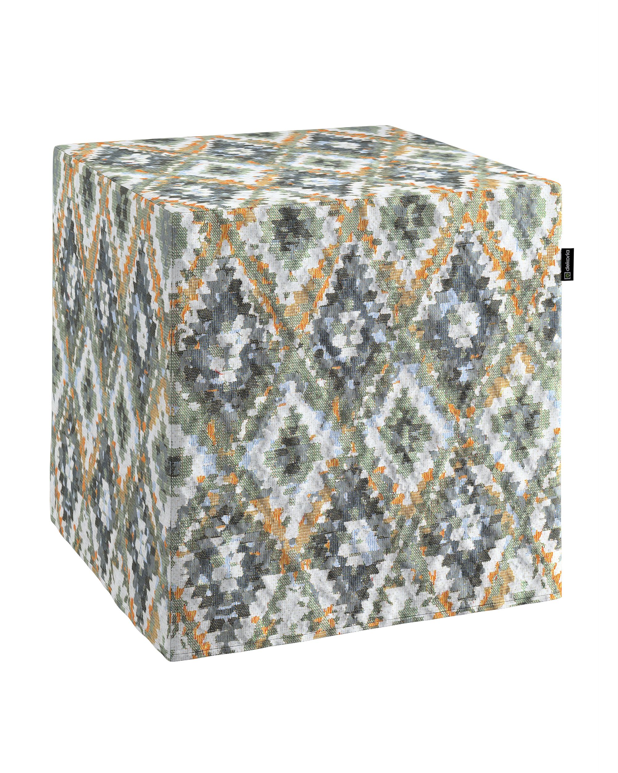 Hoes voor zitkubus kleur product blauw stof met structuur, met patroon