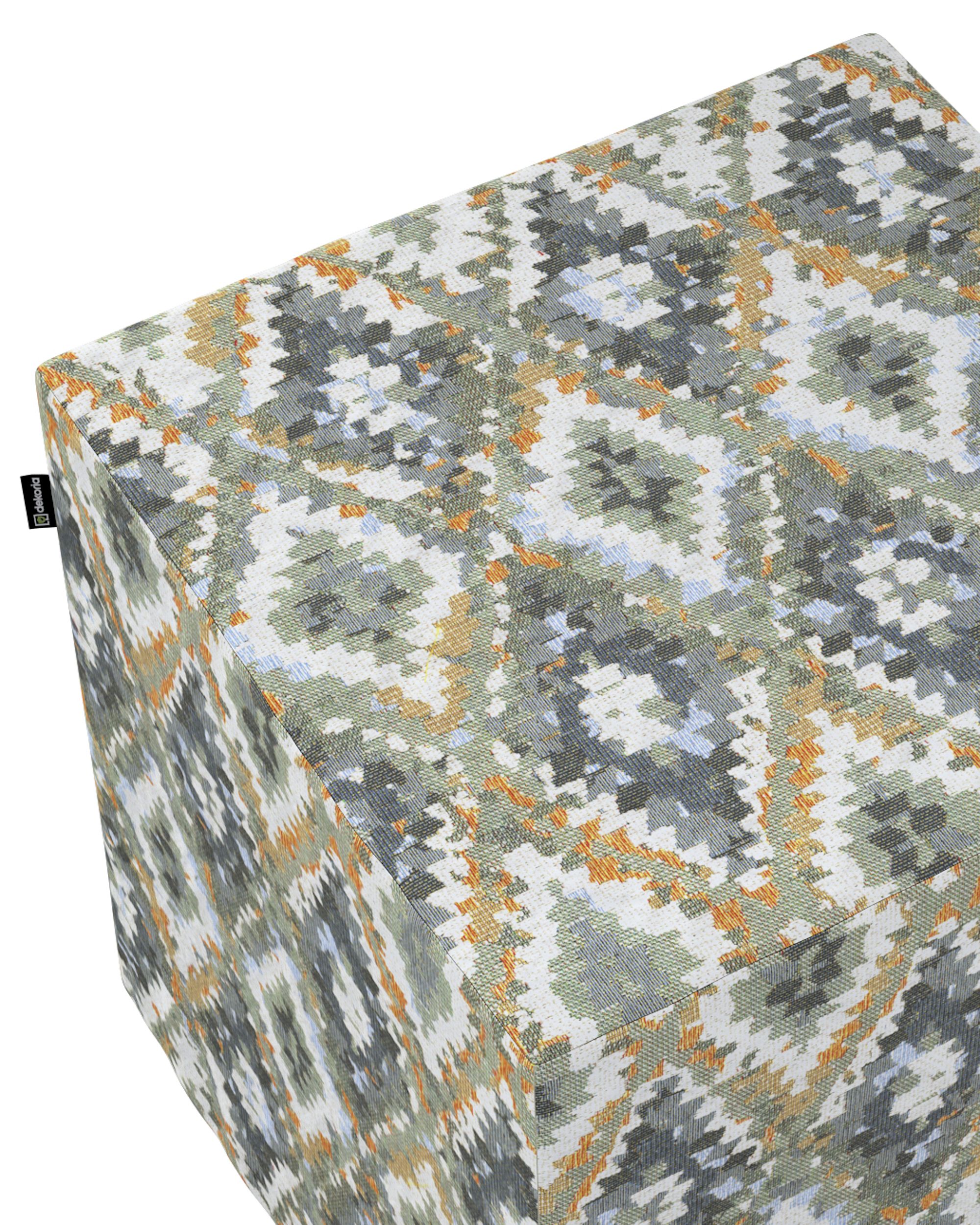 Hoes voor zitkubus kleur product blauw stof met structuur, met patroon (hover)