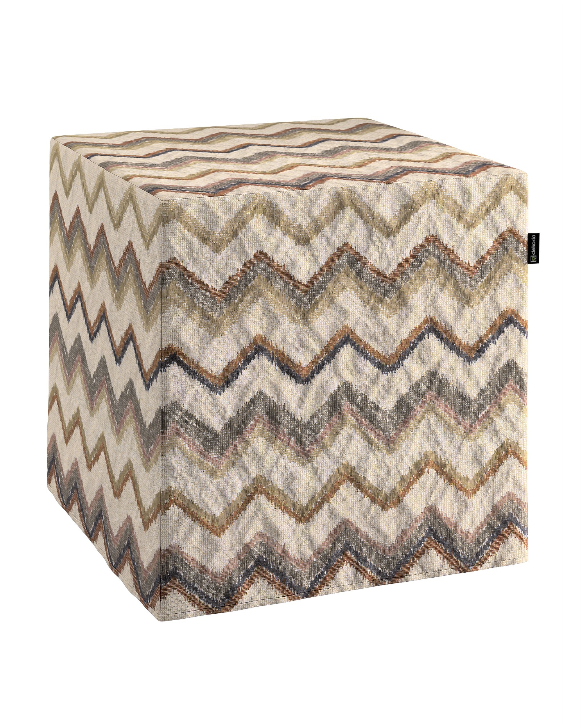 Hoes voor zitkubus kleur product beige stof met structuur, met patroon