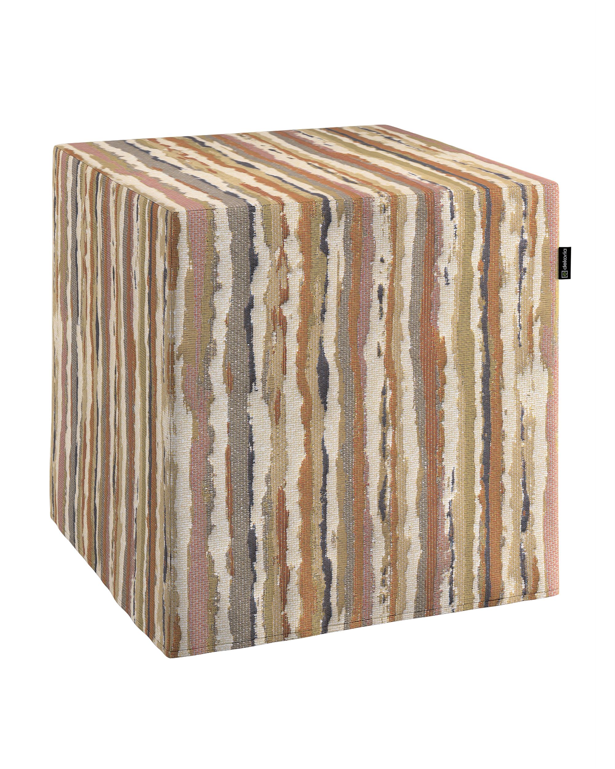 Hoes voor zitkubus kleur product beige stof met structuur, met patroon