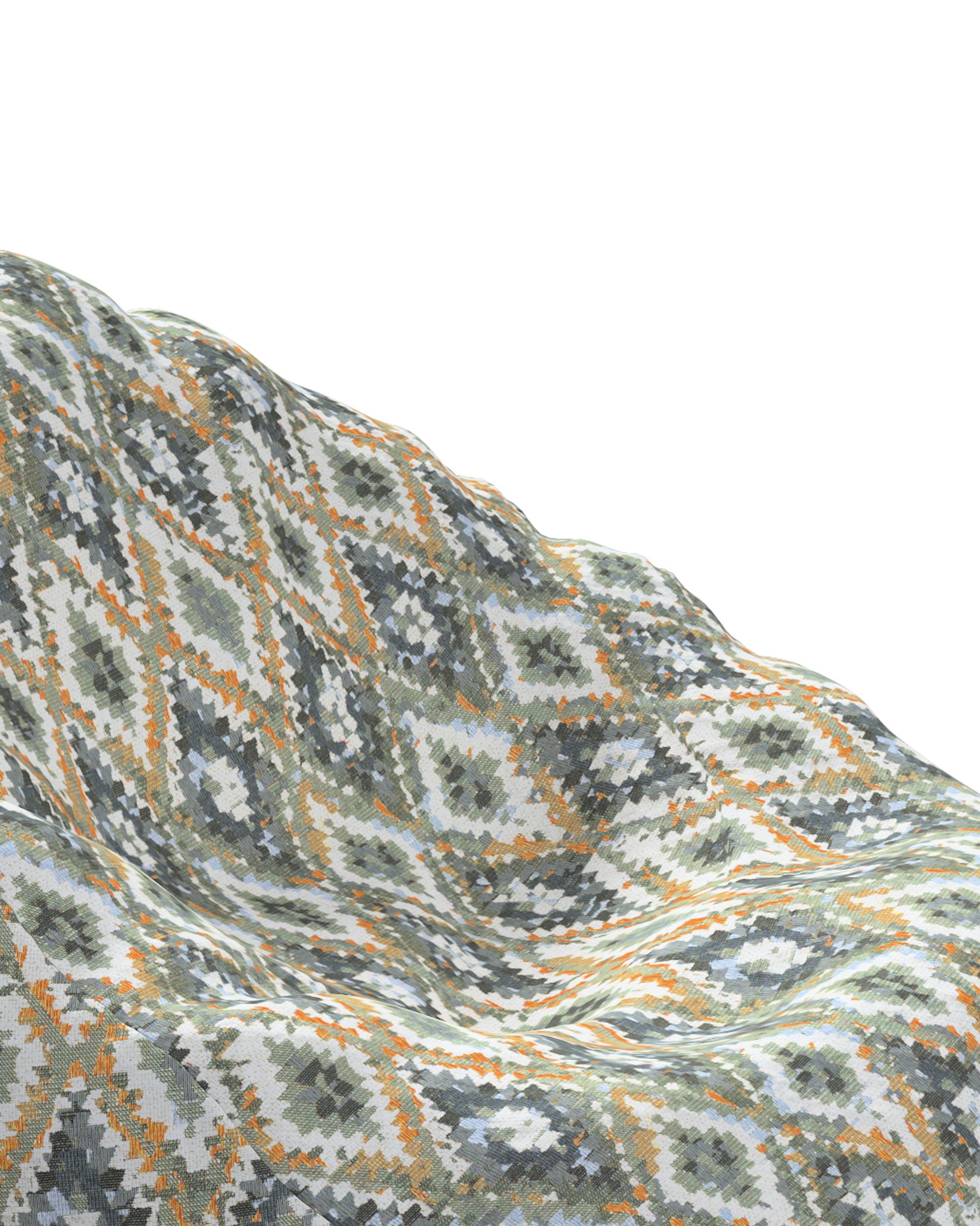 Hoes voor zitzak kleur product blauw stof met structuur, met patroon (hover)