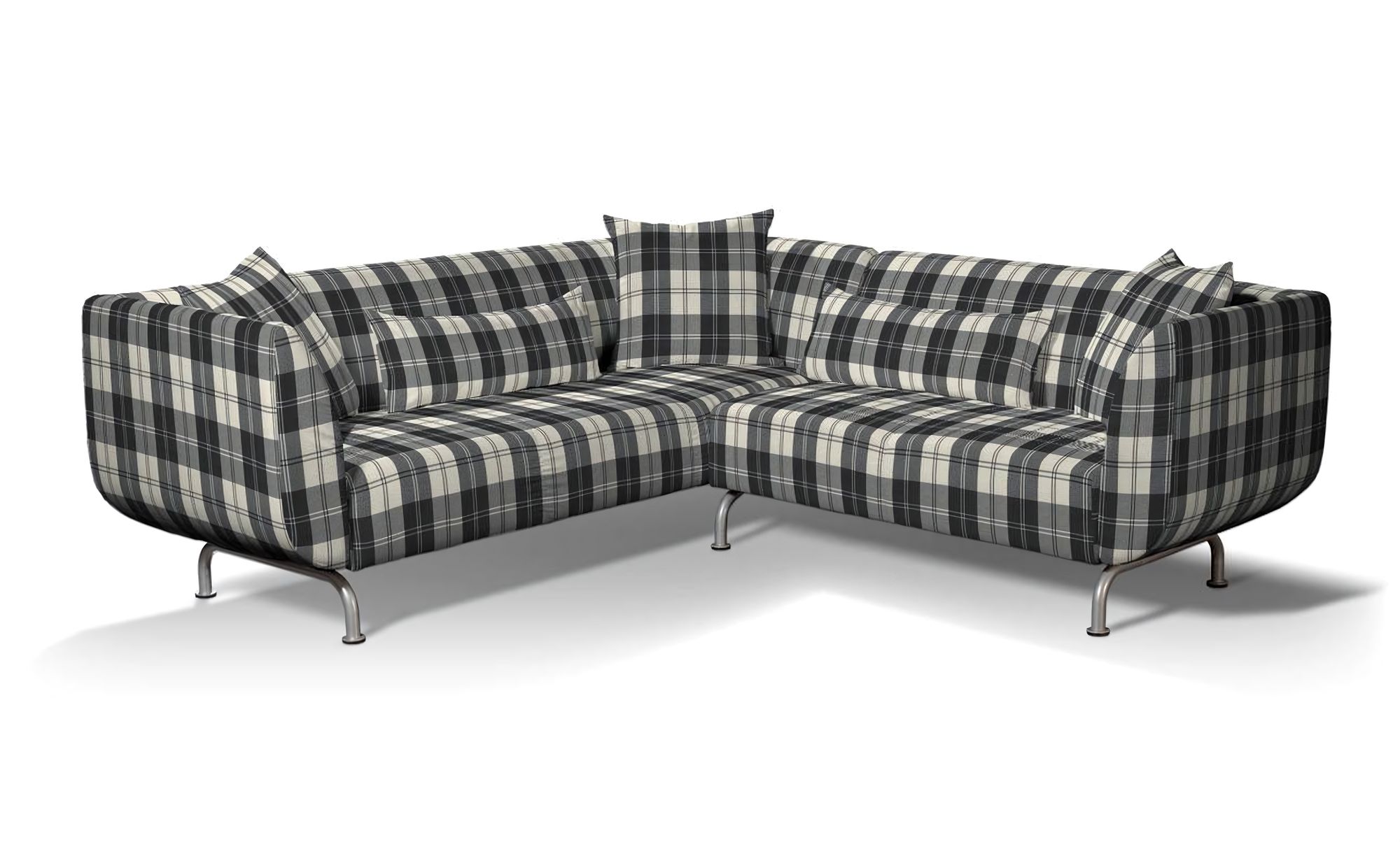 IKEA-hoes voor Strömstad 3+2-zitsbank kleur product zwart stof met structuur, met patroon