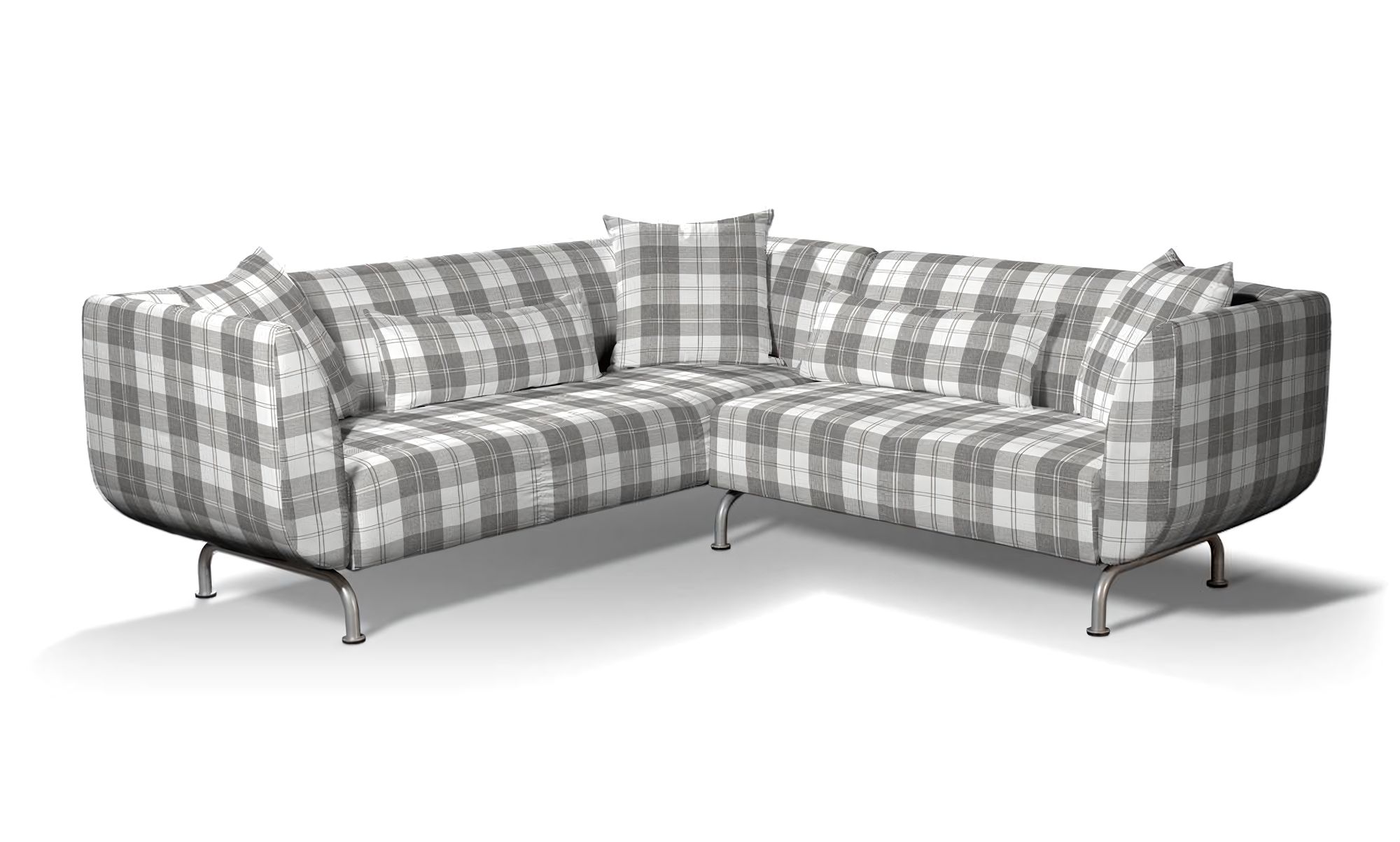 IKEA-hoes voor Strömstad 3+2-zitsbank kleur product grijs stof met structuur, met patroon