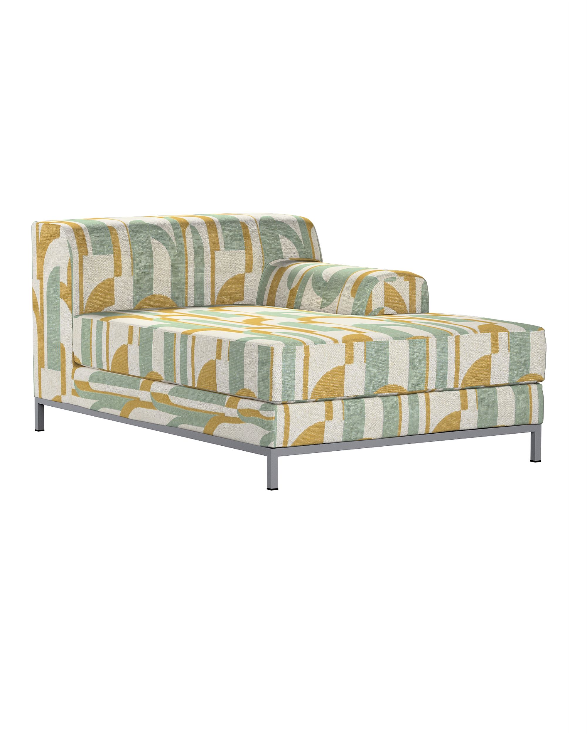 IKEA zitbankhoes/ overtrek voor Kramfors chaise longue rechts kleur product groen stof met structuur, met patroon