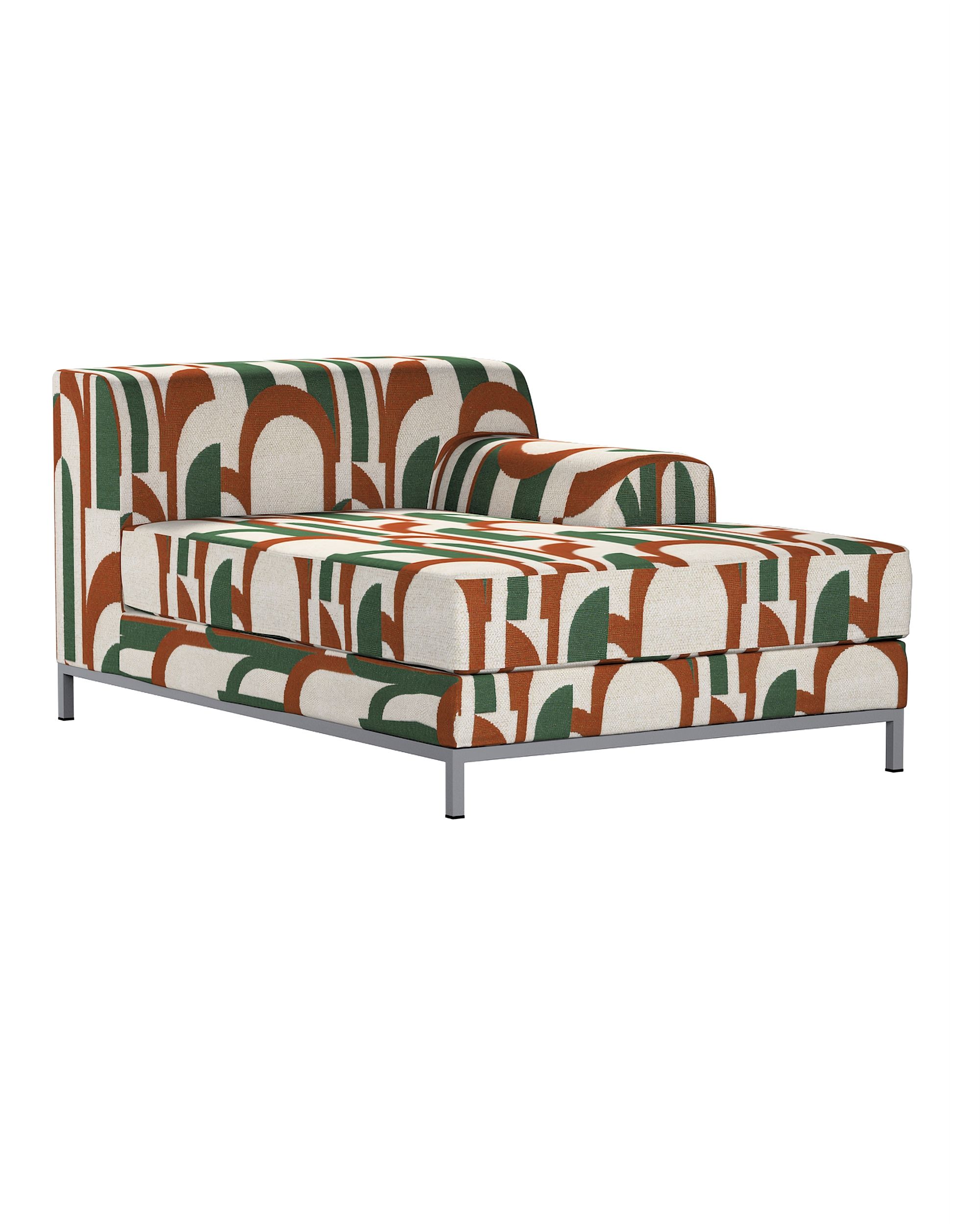 IKEA zitbankhoes/ overtrek voor Kramfors chaise longue rechts kleur product groen stof met structuur, met patroon