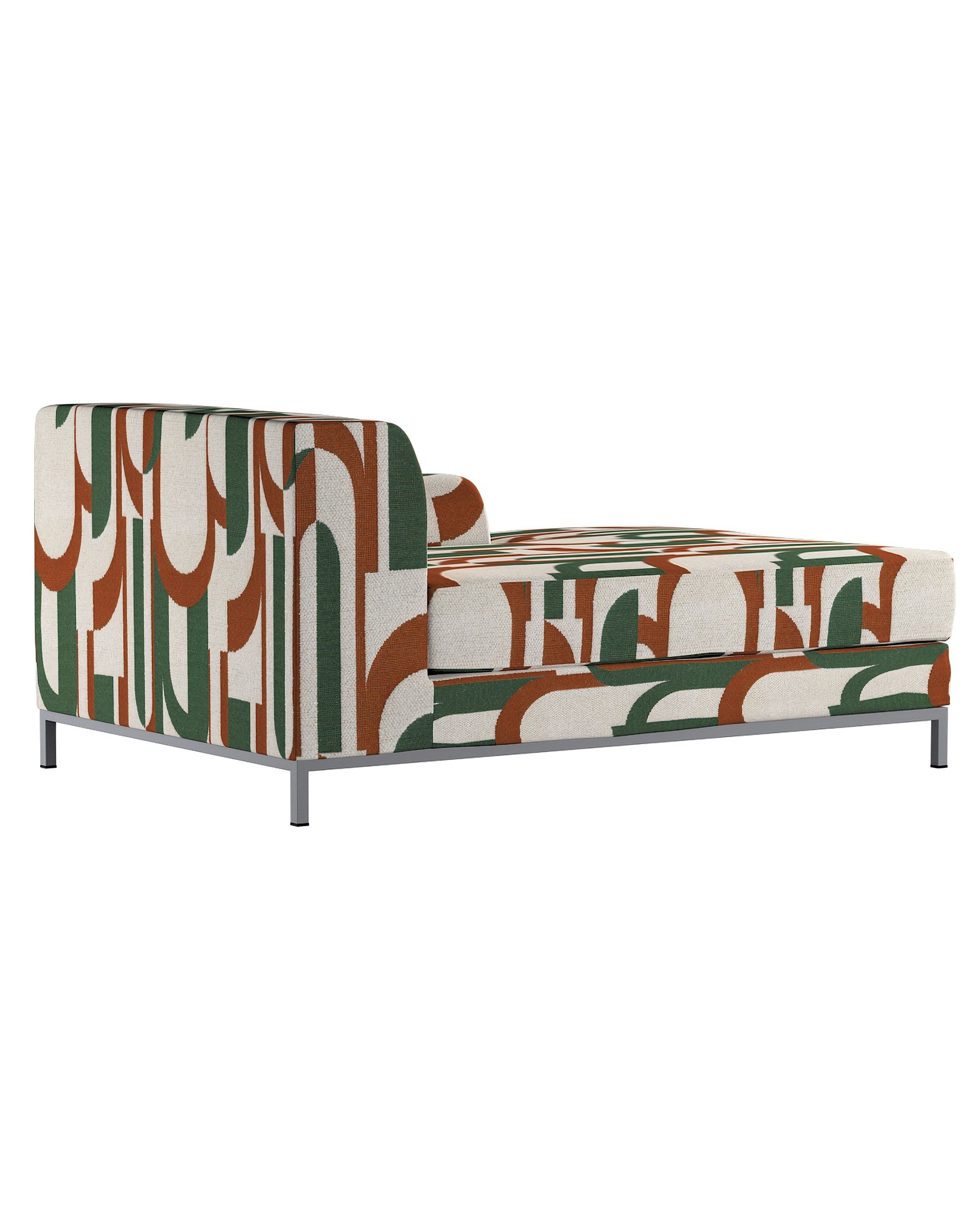 IKEA zitbankhoes/ overtrek voor Kramfors chaise longue rechts kleur product groen stof met structuur, met patroon (hover)
