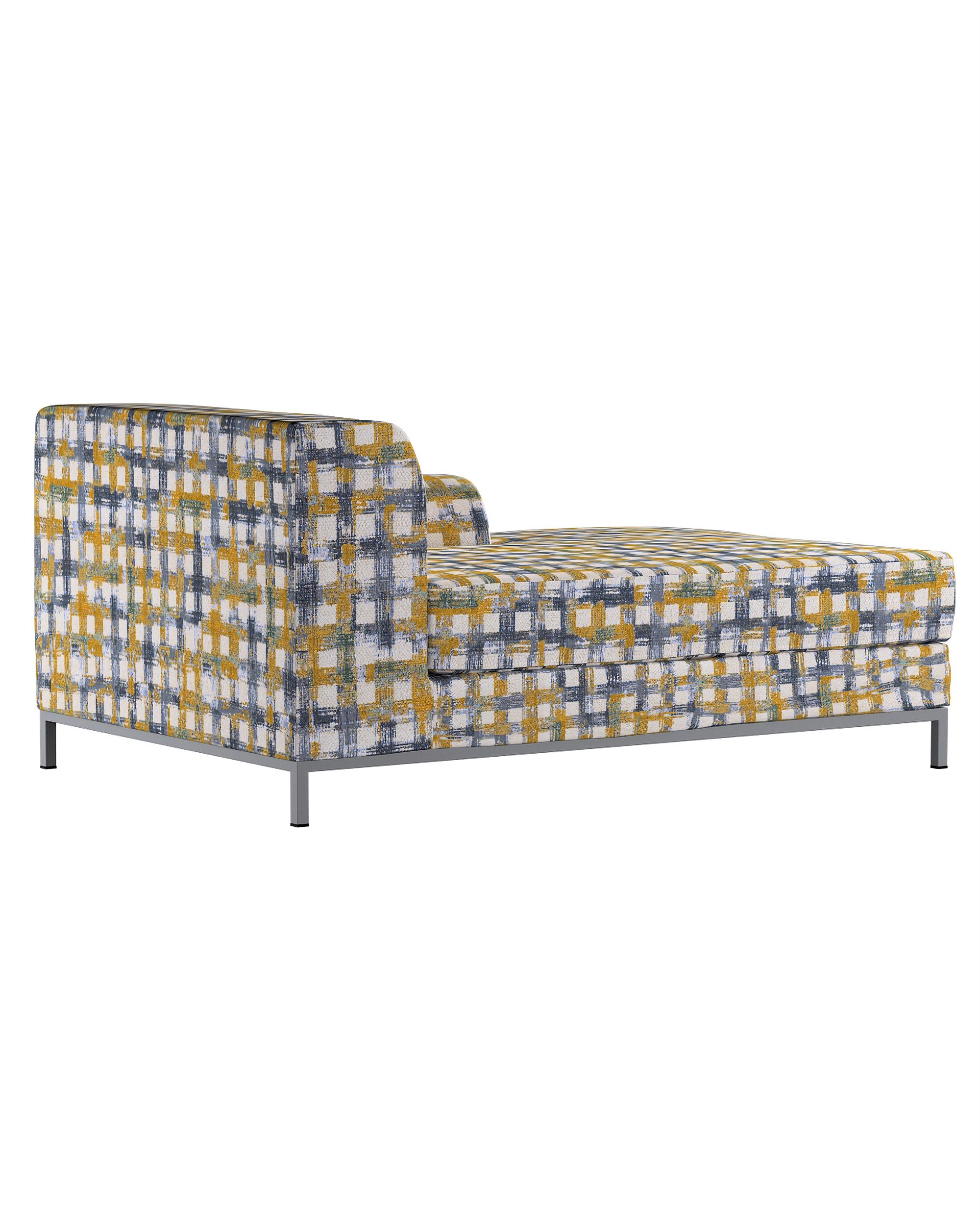 IKEA zitbankhoes/ overtrek voor Kramfors chaise longue rechts kleur product blauw stof met structuur, met patroon (hover)