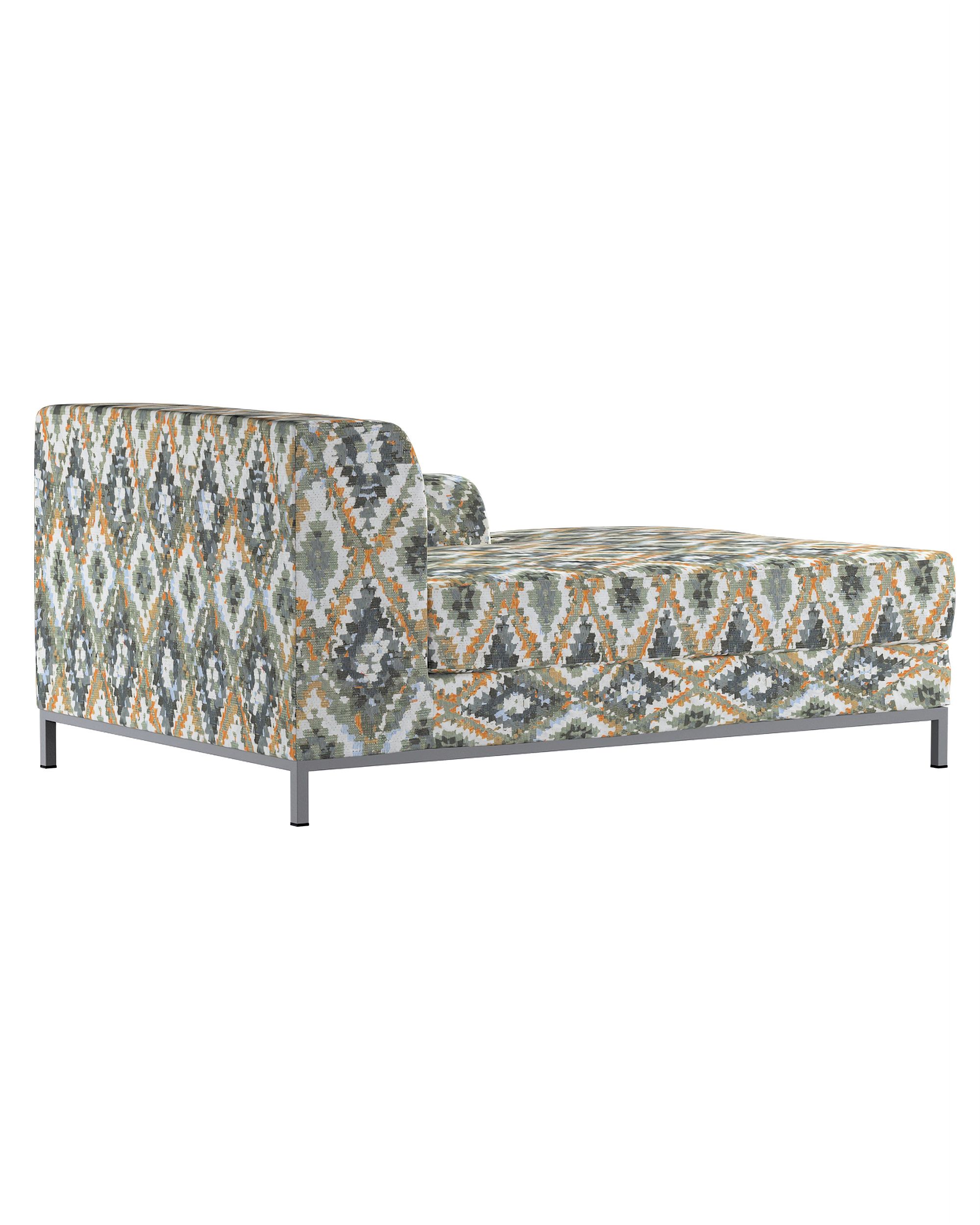 IKEA zitbankhoes/ overtrek voor Kramfors chaise longue rechts kleur product blauw stof met structuur, met patroon (hover)