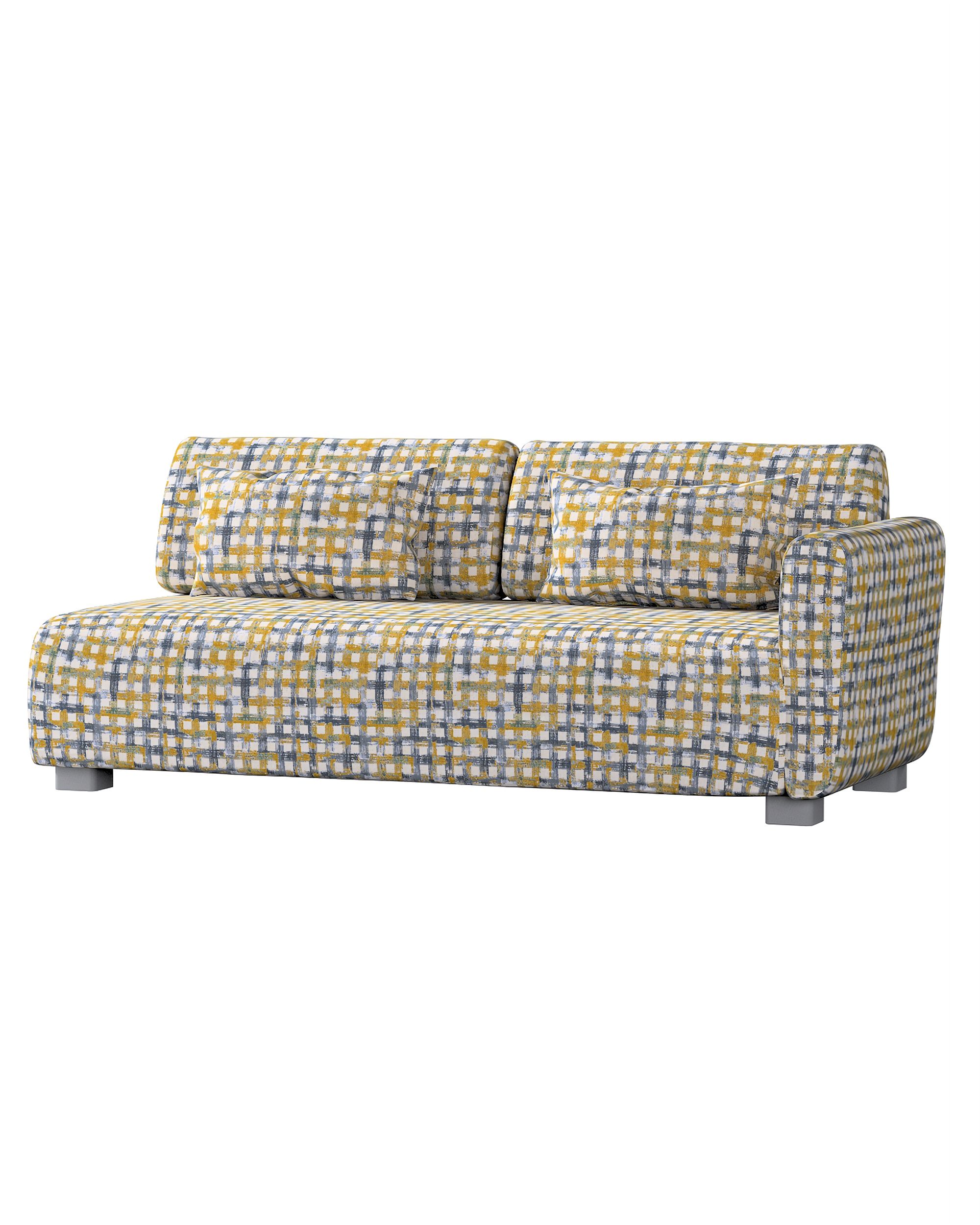 IKEA zitbankhoes voor Mysinge 2-zitsbank met 1 armleuning kleur product blauw stof met structuur, met patroon