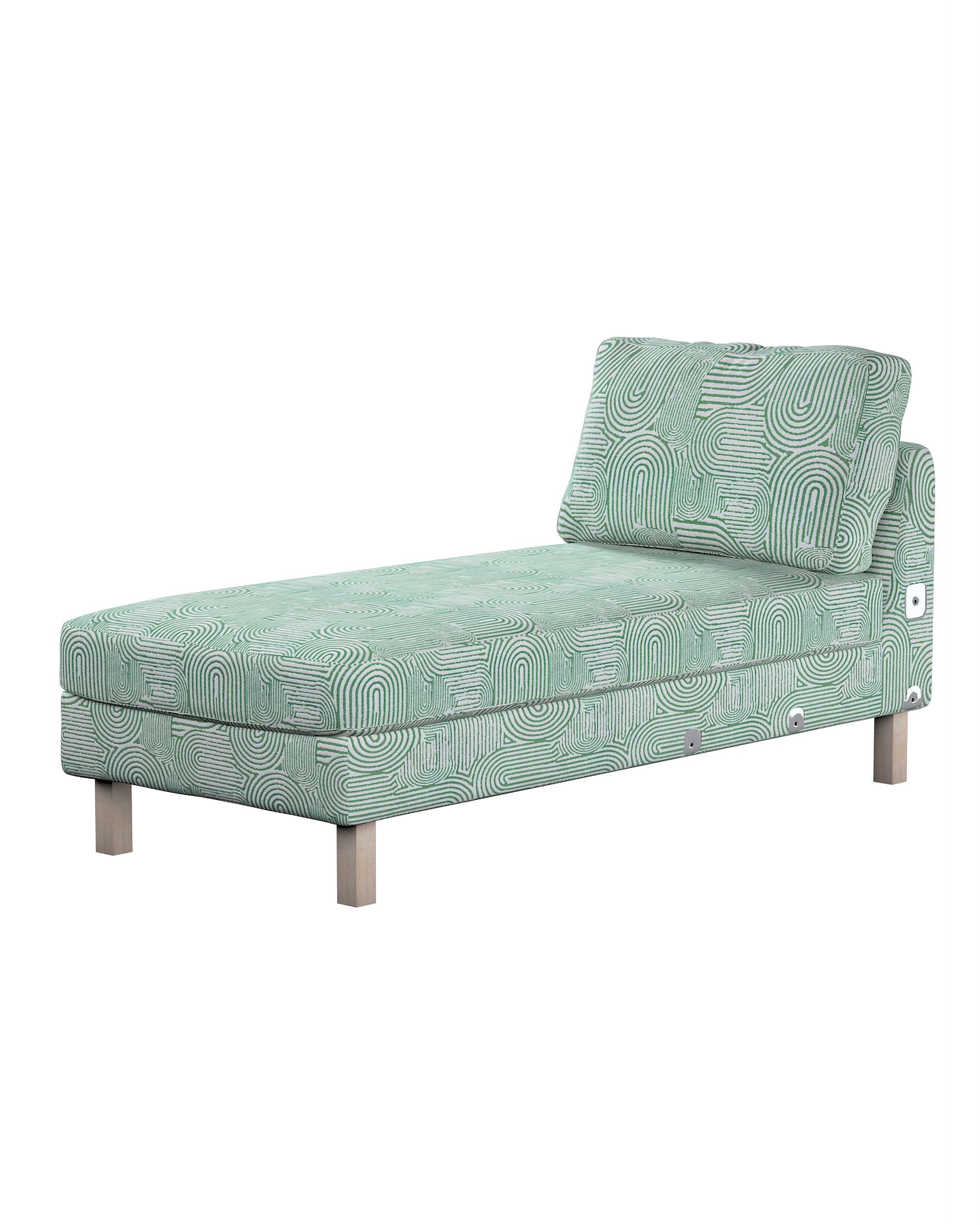 Model Karlstad chaise longue bijzetbank kleur product groen stof met structuur, met patroon