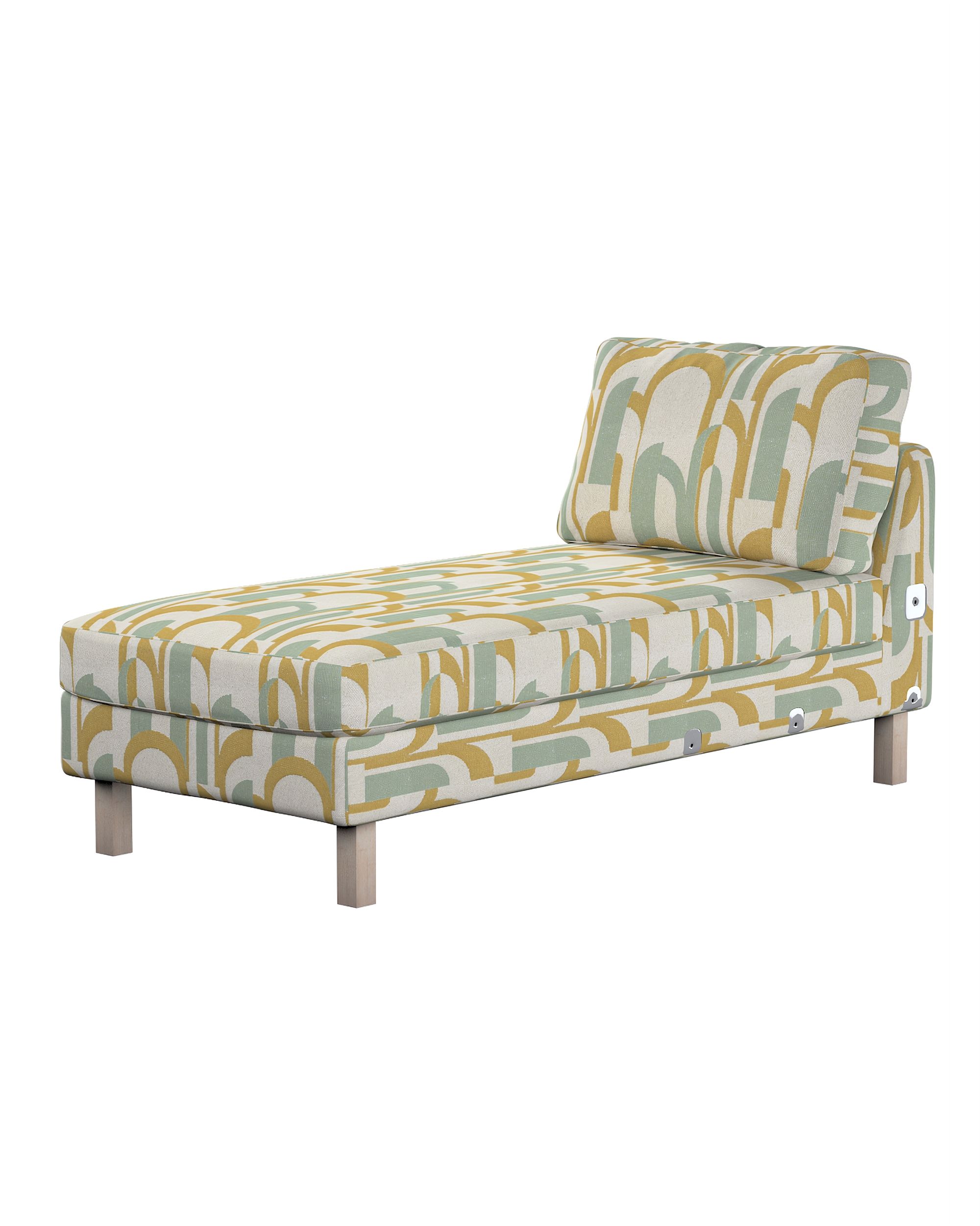 Model Karlstad chaise longue bijzetbank kleur product groen stof met structuur, met patroon