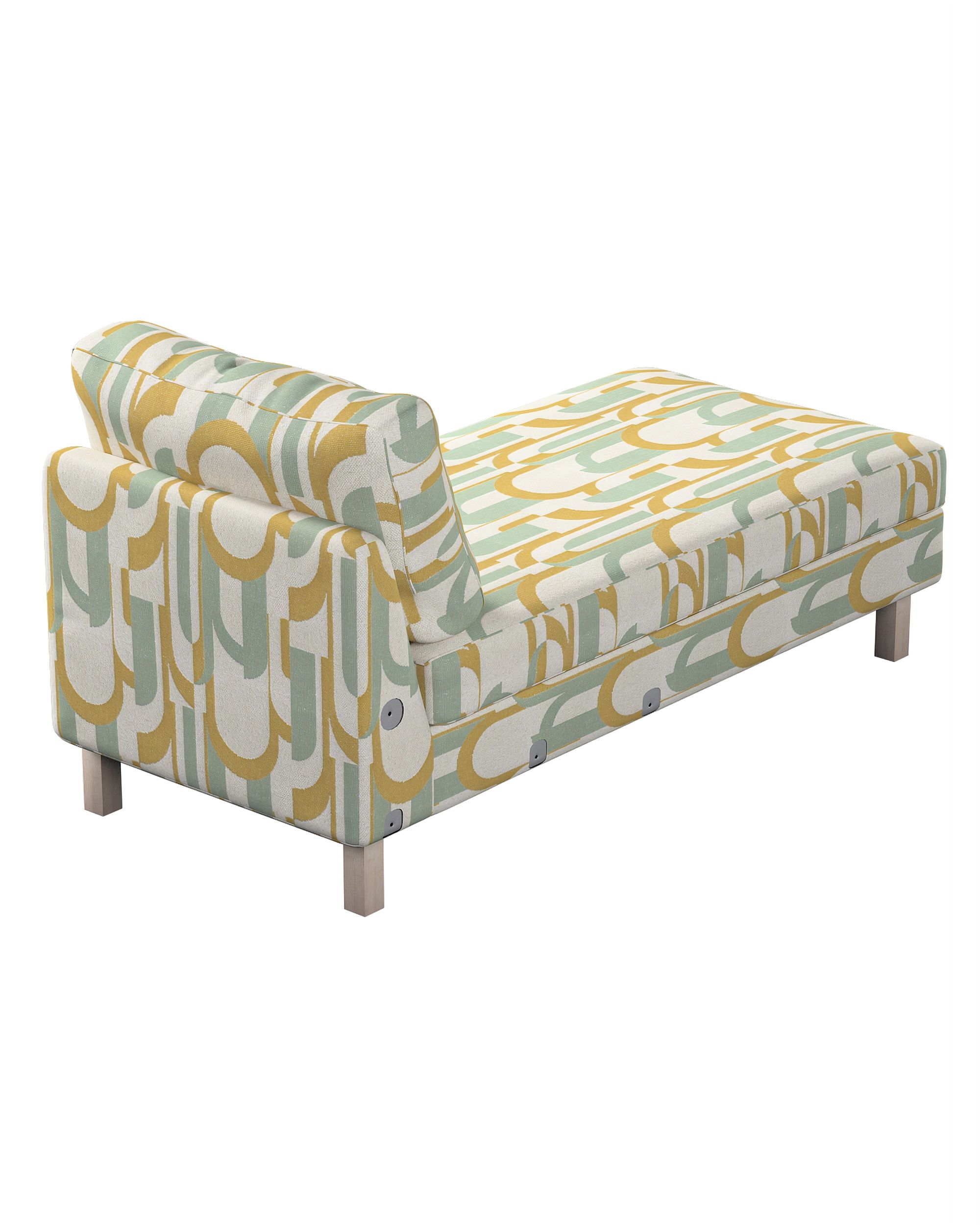 Model Karlstad chaise longue bijzetbank kleur product groen stof met structuur, met patroon (hover)