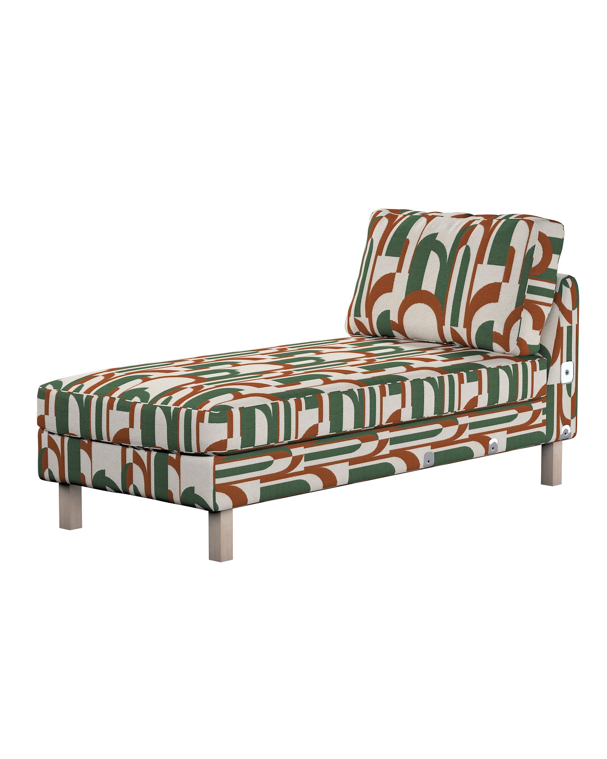 Model Karlstad chaise longue bijzetbank kleur product groen stof met structuur, met patroon