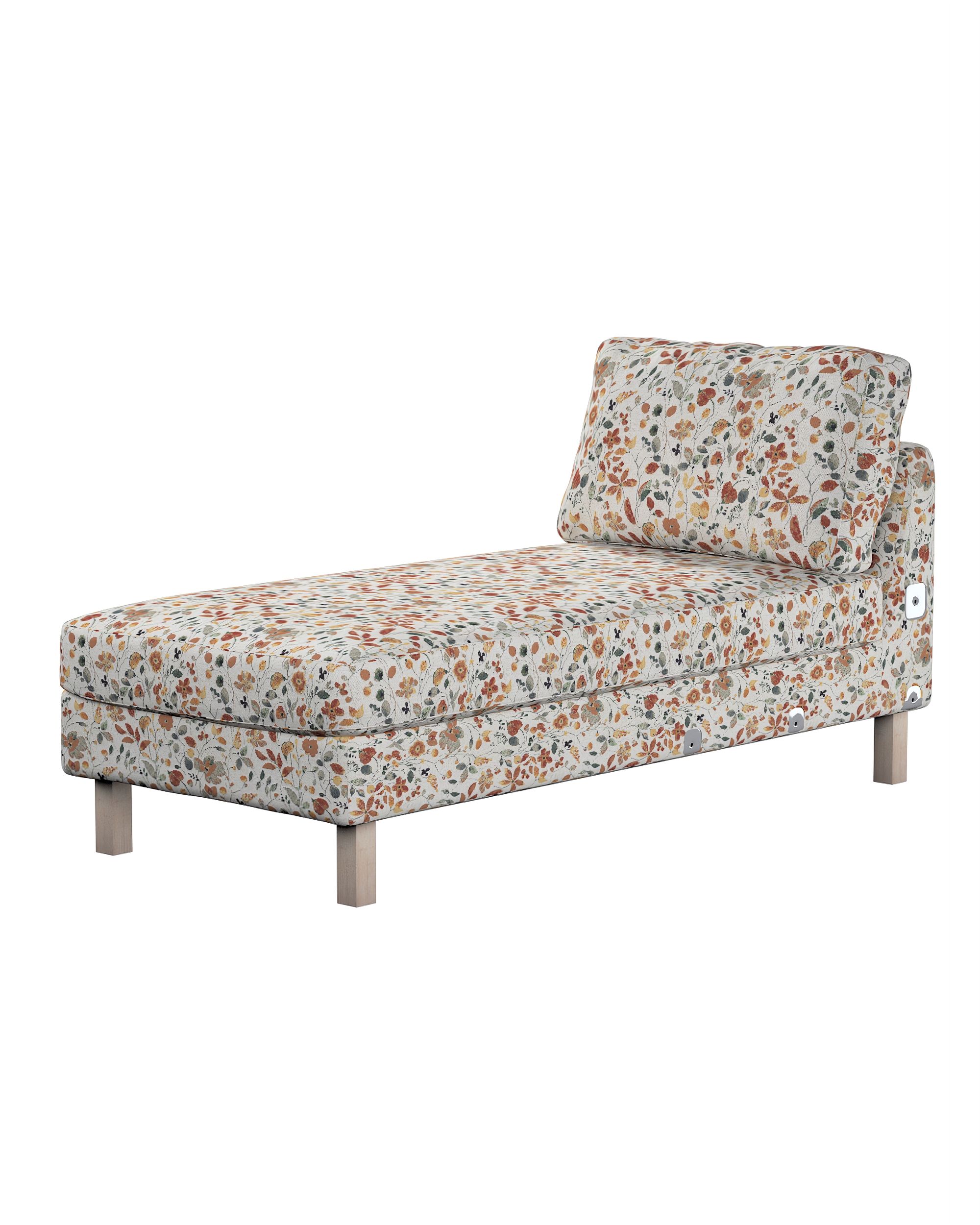 Model Karlstad chaise longue bijzetbank kleur product oranje stof met structuur, met patroon