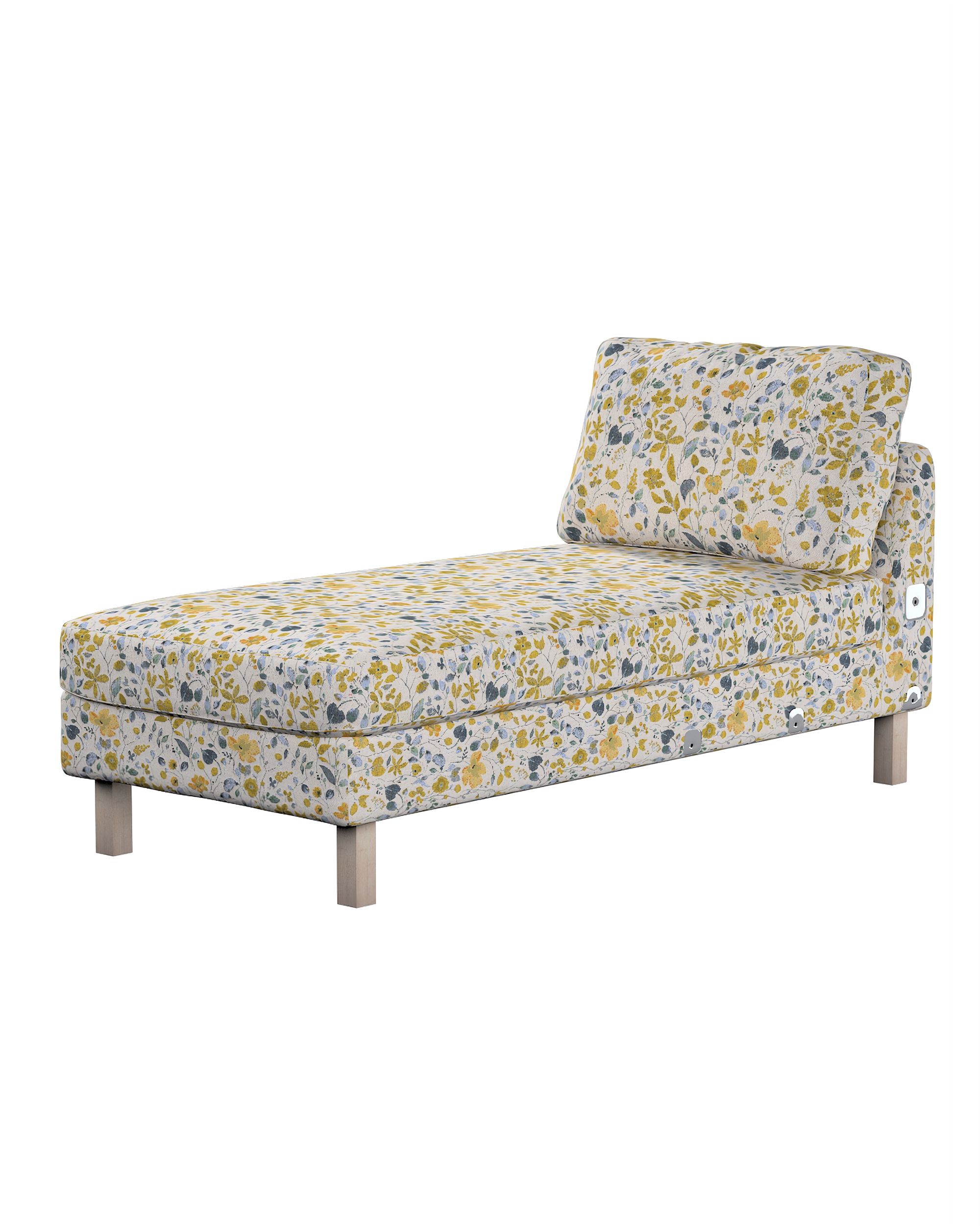 Model Karlstad chaise longue bijzetbank kleur product geel stof met structuur, met patroon