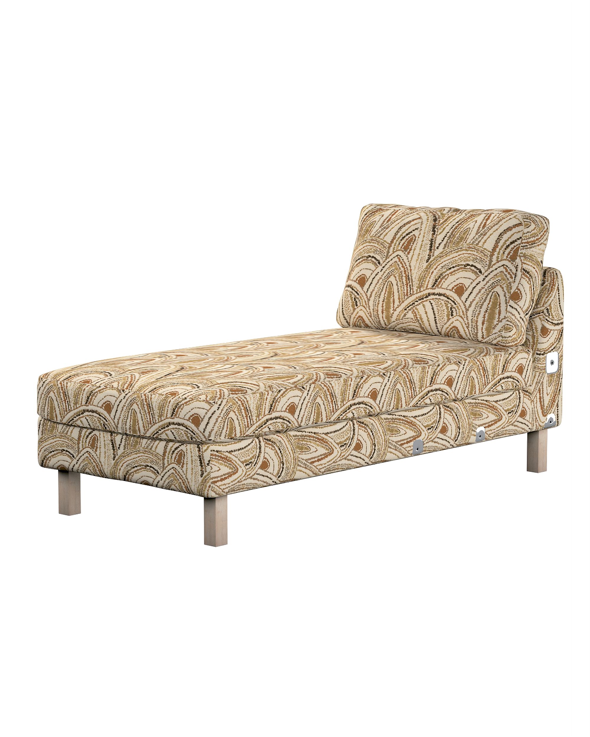 Model Karlstad chaise longue bijzetbank kleur product beige stof met structuur, met patroon