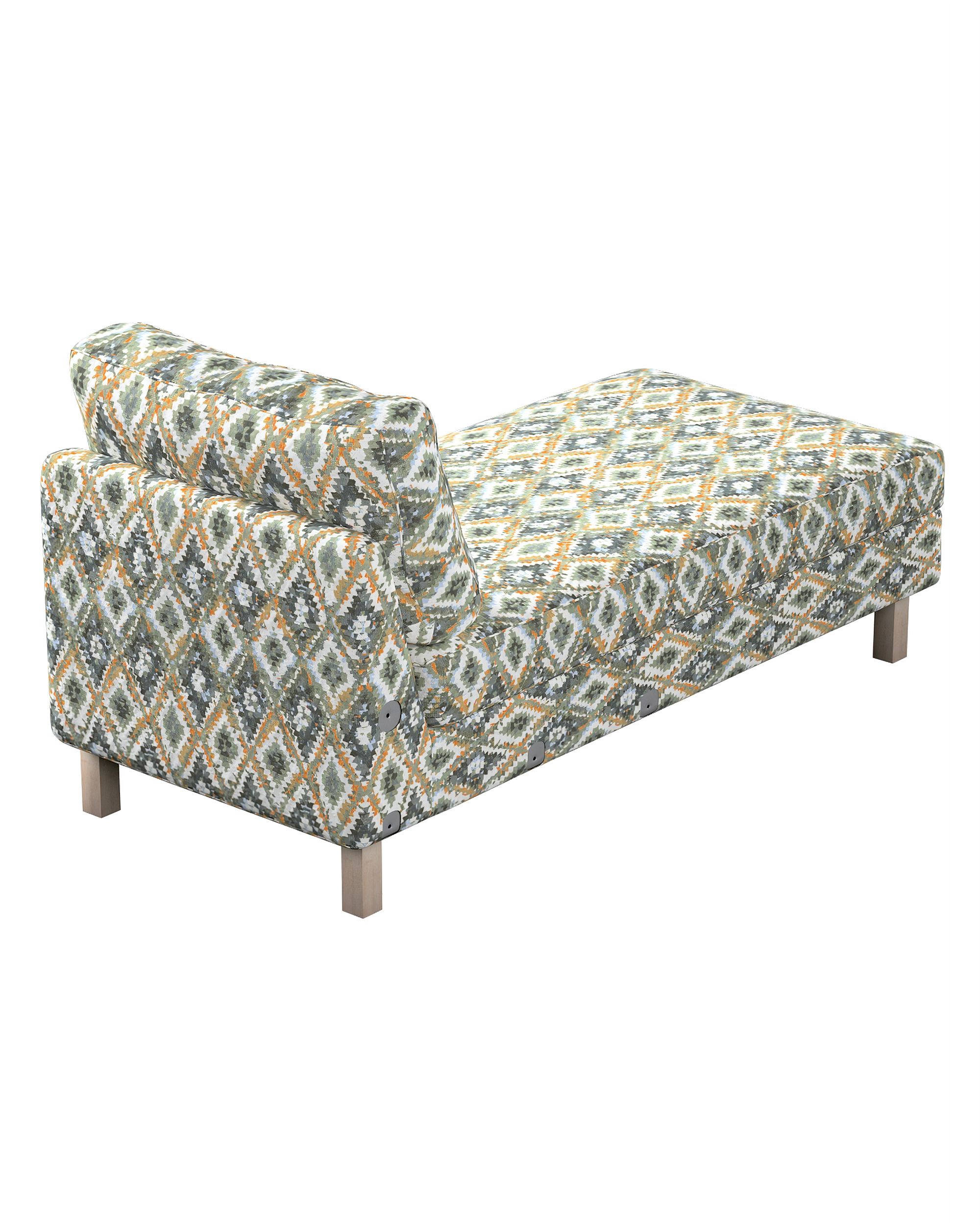 Model Karlstad chaise longue bijzetbank kleur product blauw stof met structuur, met patroon (hover)