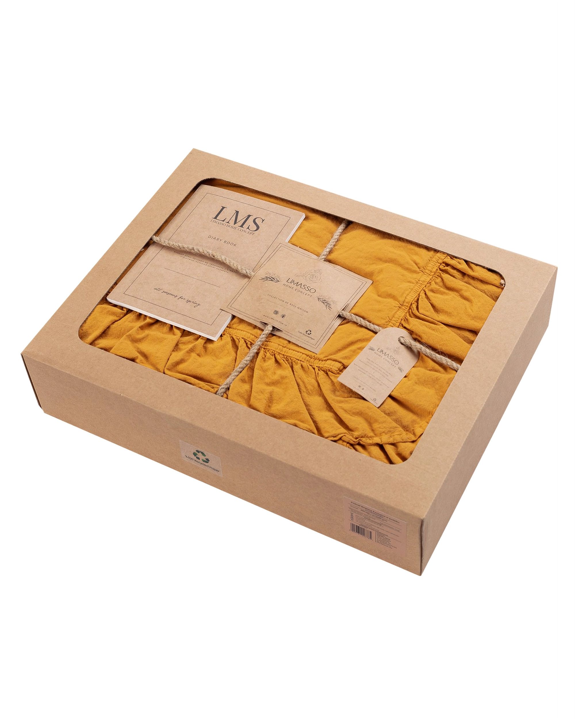 Set beddengoed Katoen 160x200 cm Mosterdgeel (hover)