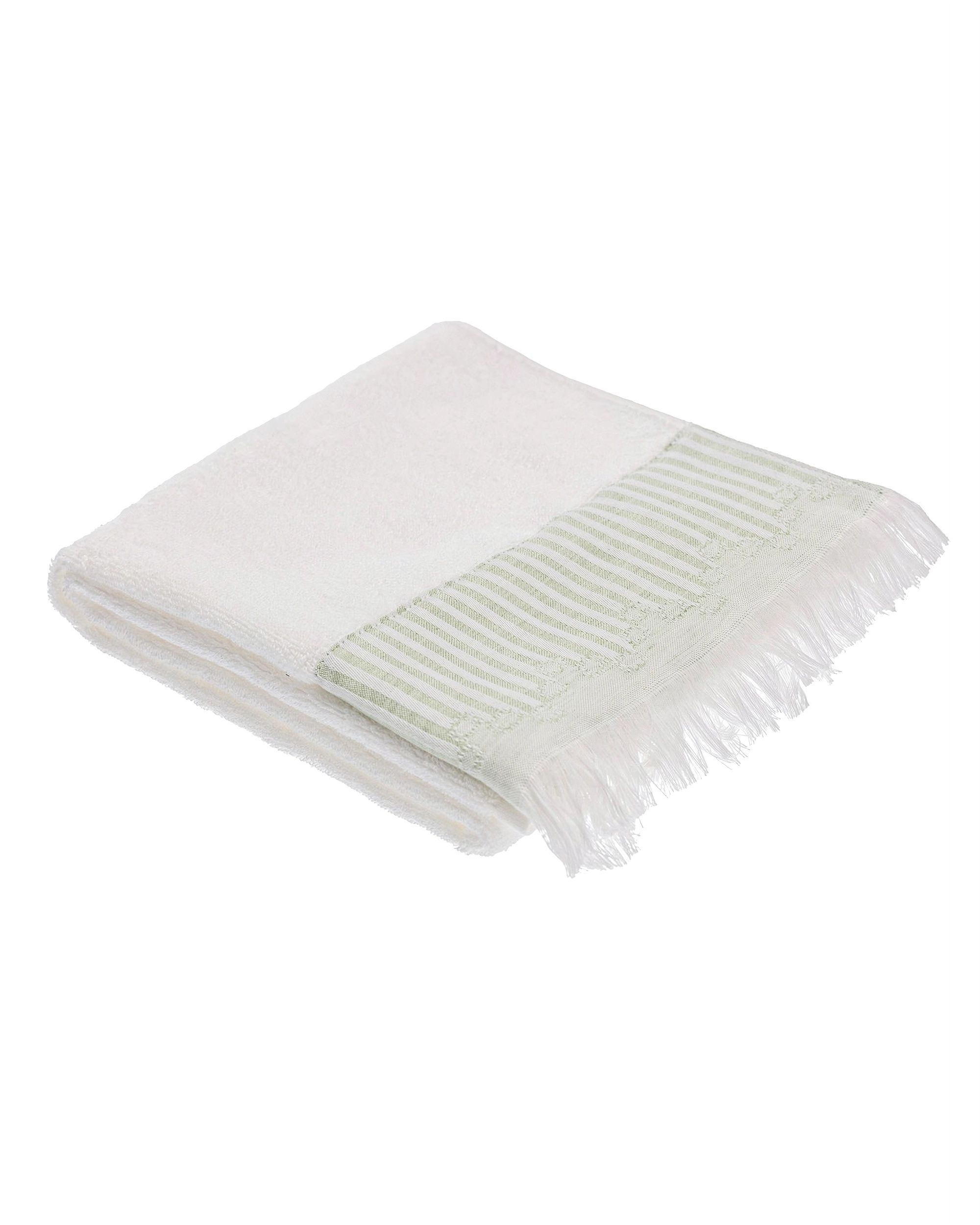 Handdoekenset Trevor Wit-Groen, Set van 3 stuks