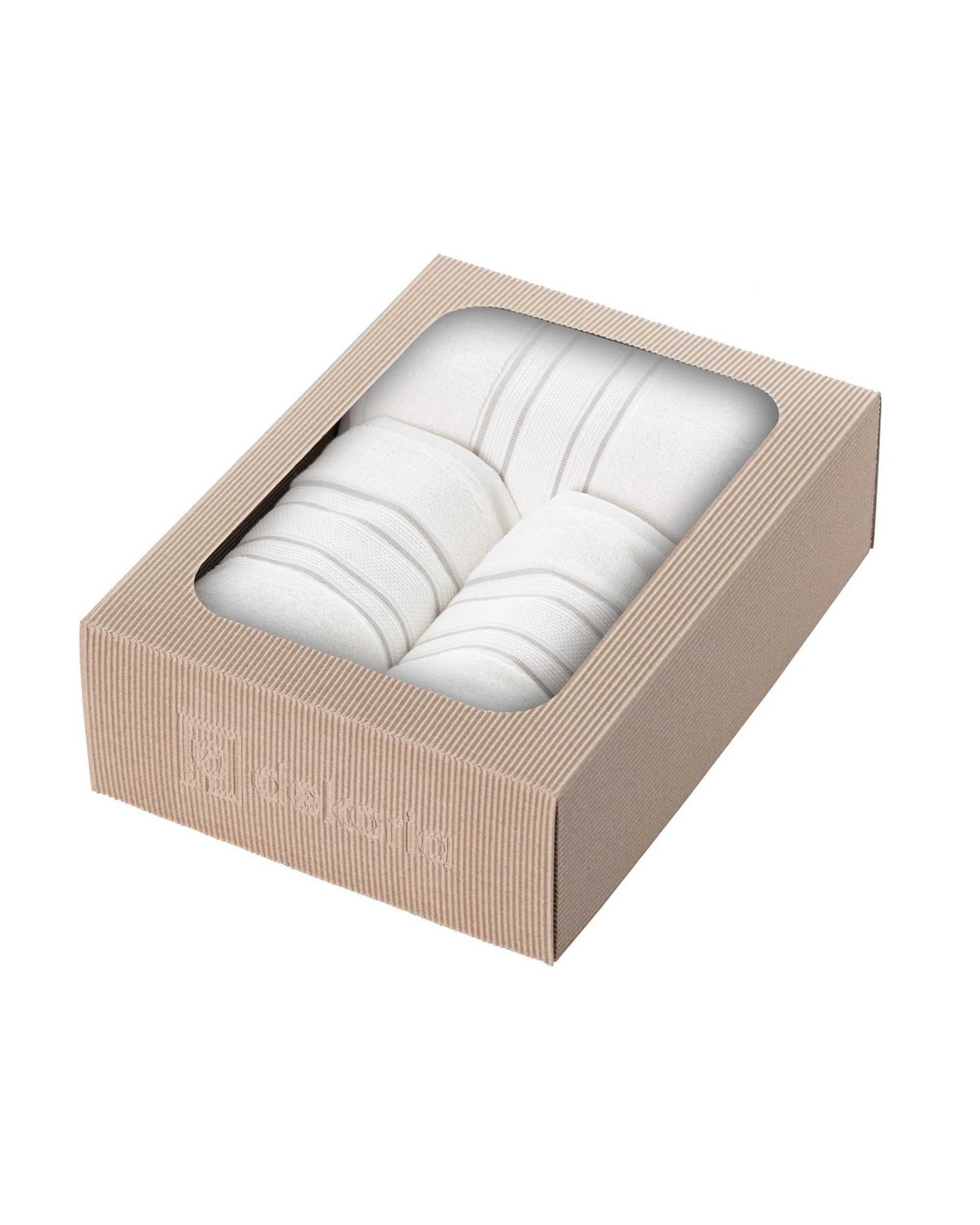 Handdoekenset Gunnar Crèmewit Grijs, Set van 3 stuks