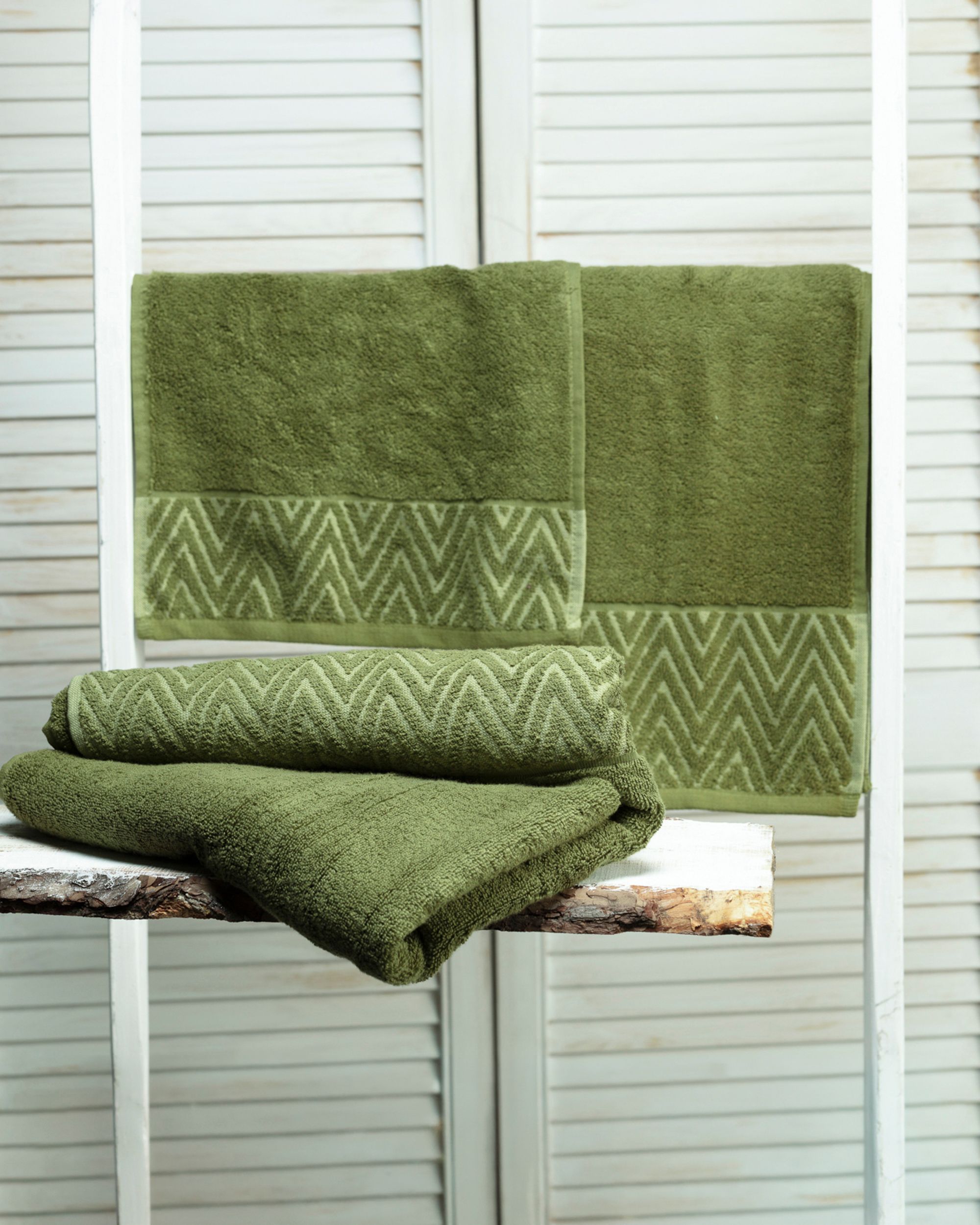 Handdoek-set Terry, set van 3 stuks, mosgroen