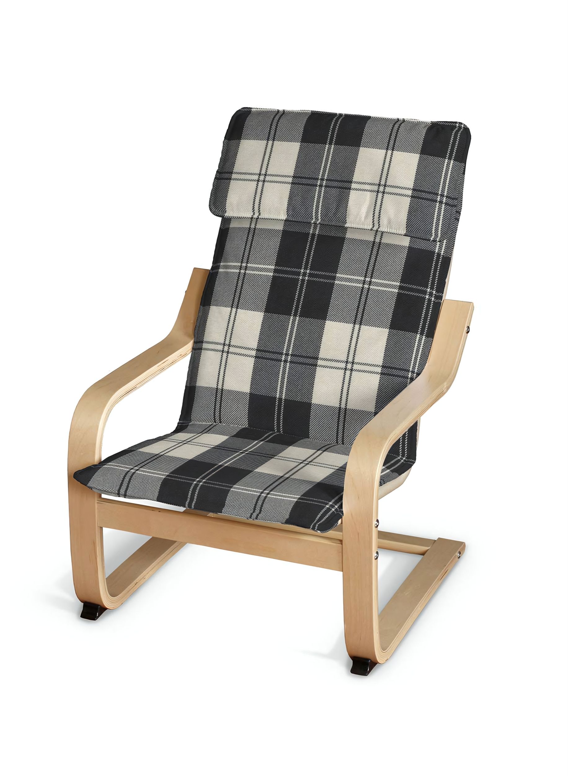 Poäng kussen voor een kinderstoel kleur product zwart stof met structuur, met patroon