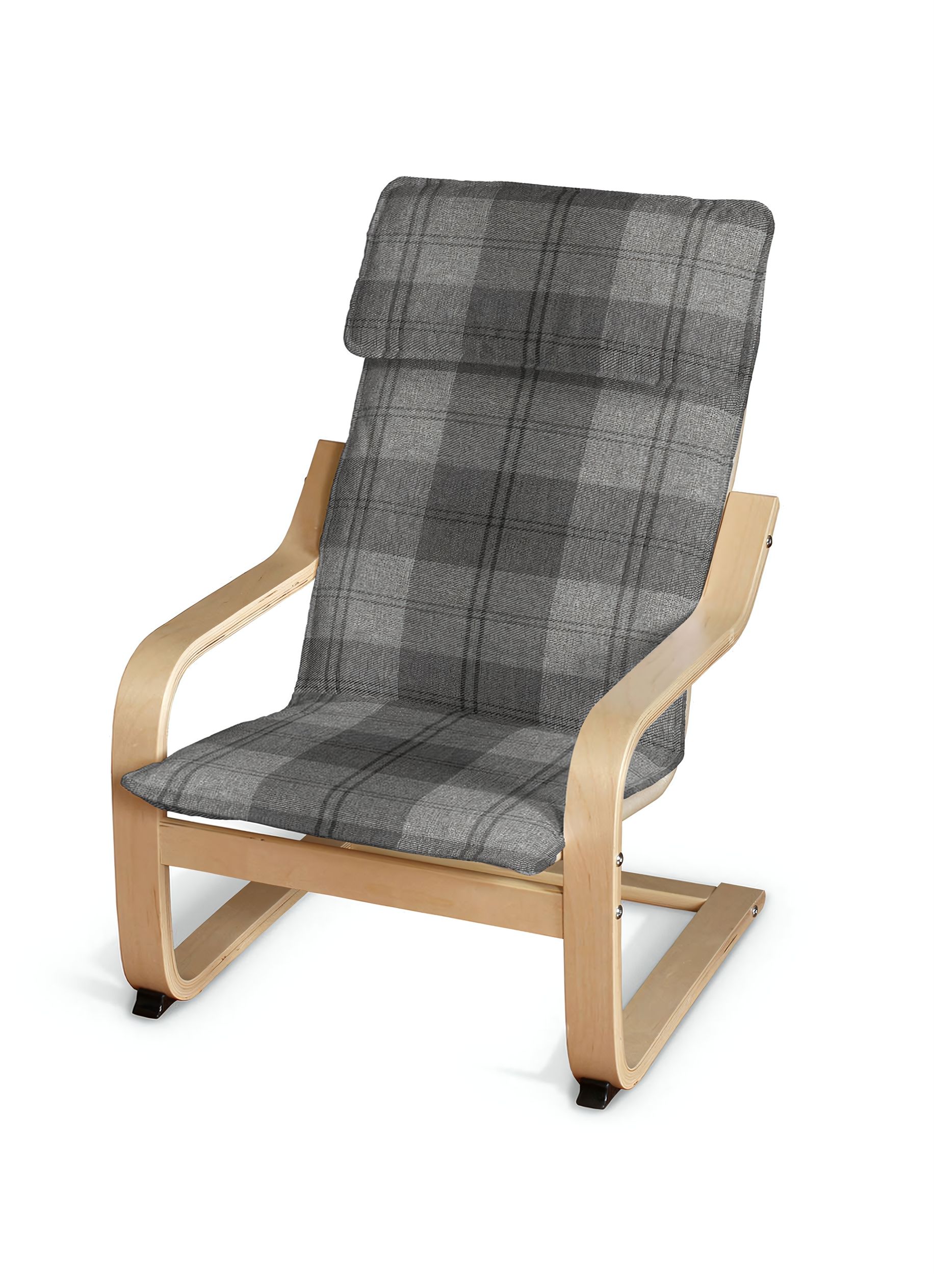 Poäng kussen voor een kinderstoel kleur product grijs stof met structuur, met patroon