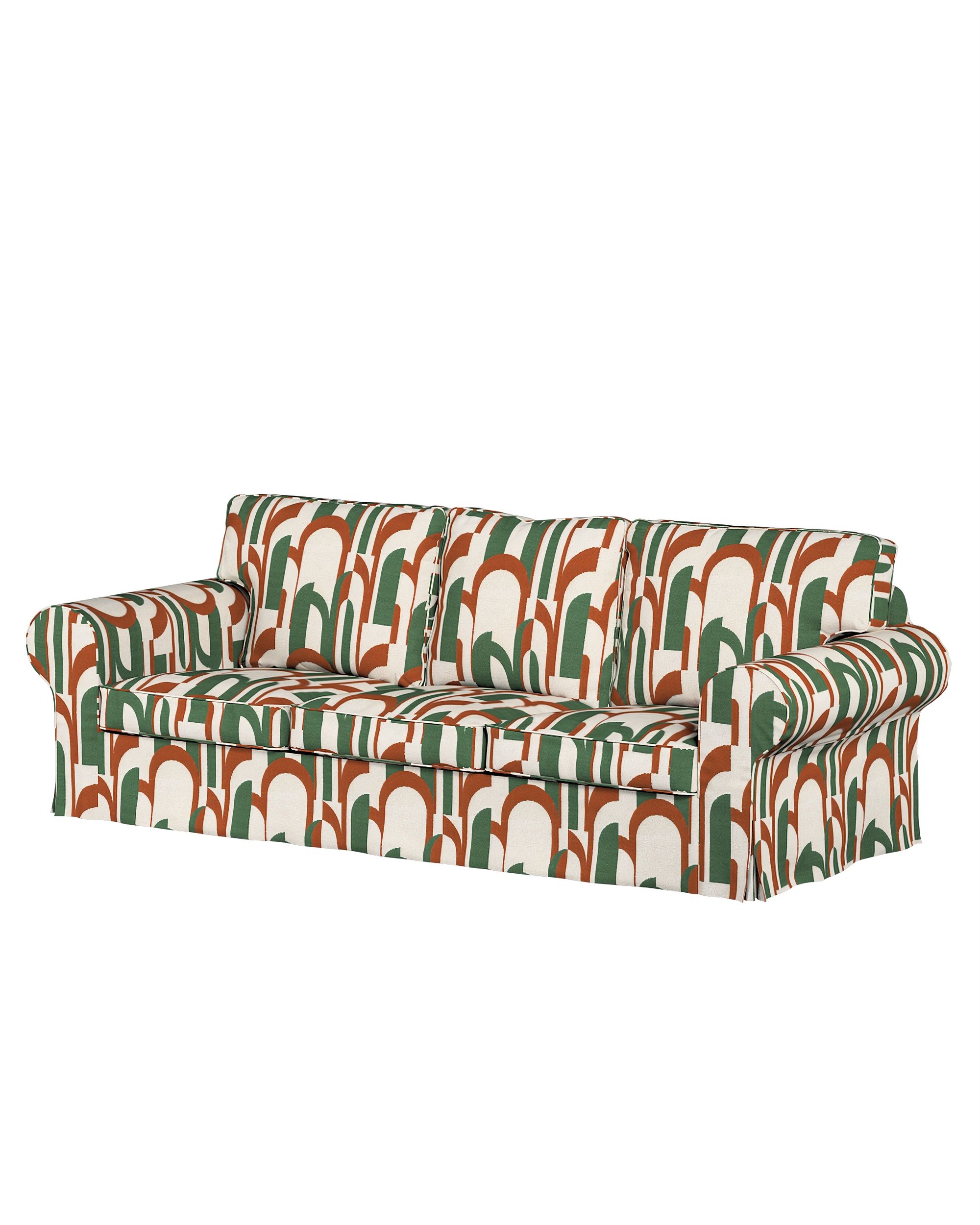 Ektorp hoes 3-zits slaapbank nieuw model (2013) kleur product groen stof met structuur, met patroon