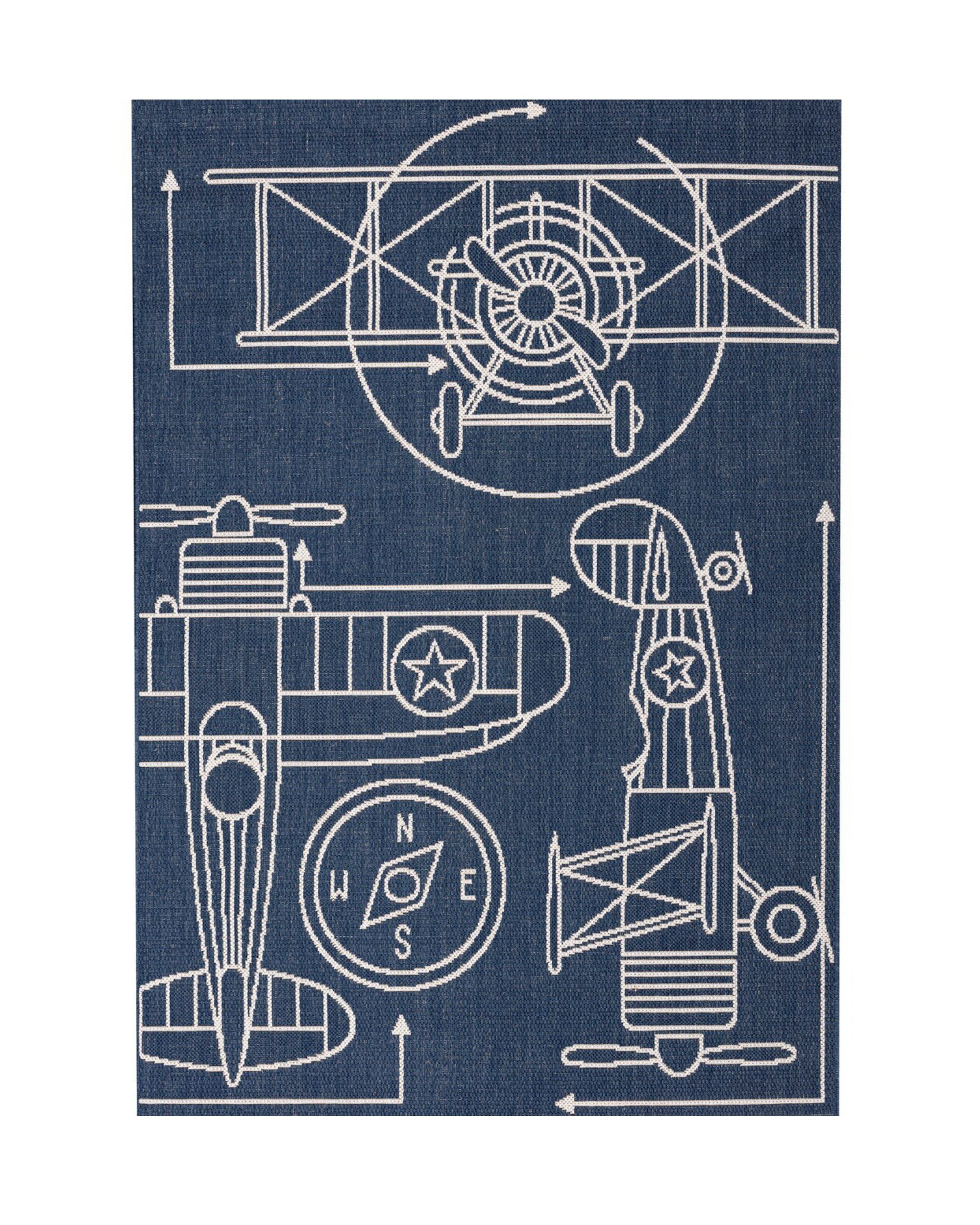Vloerkleed Aeroplane Blauw 120x170 cm