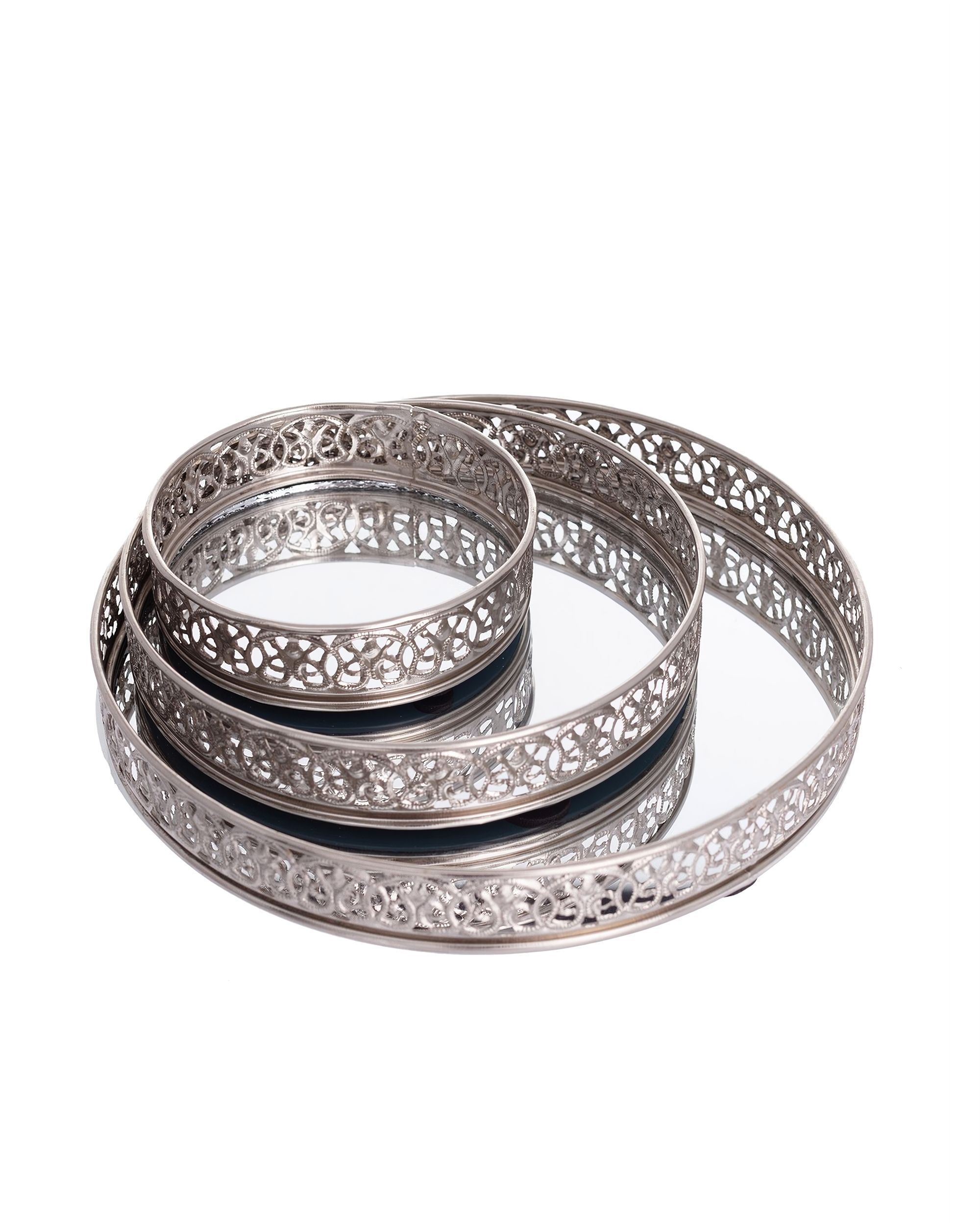 Dienbladen Judith Zilver (set van 3 stuks)