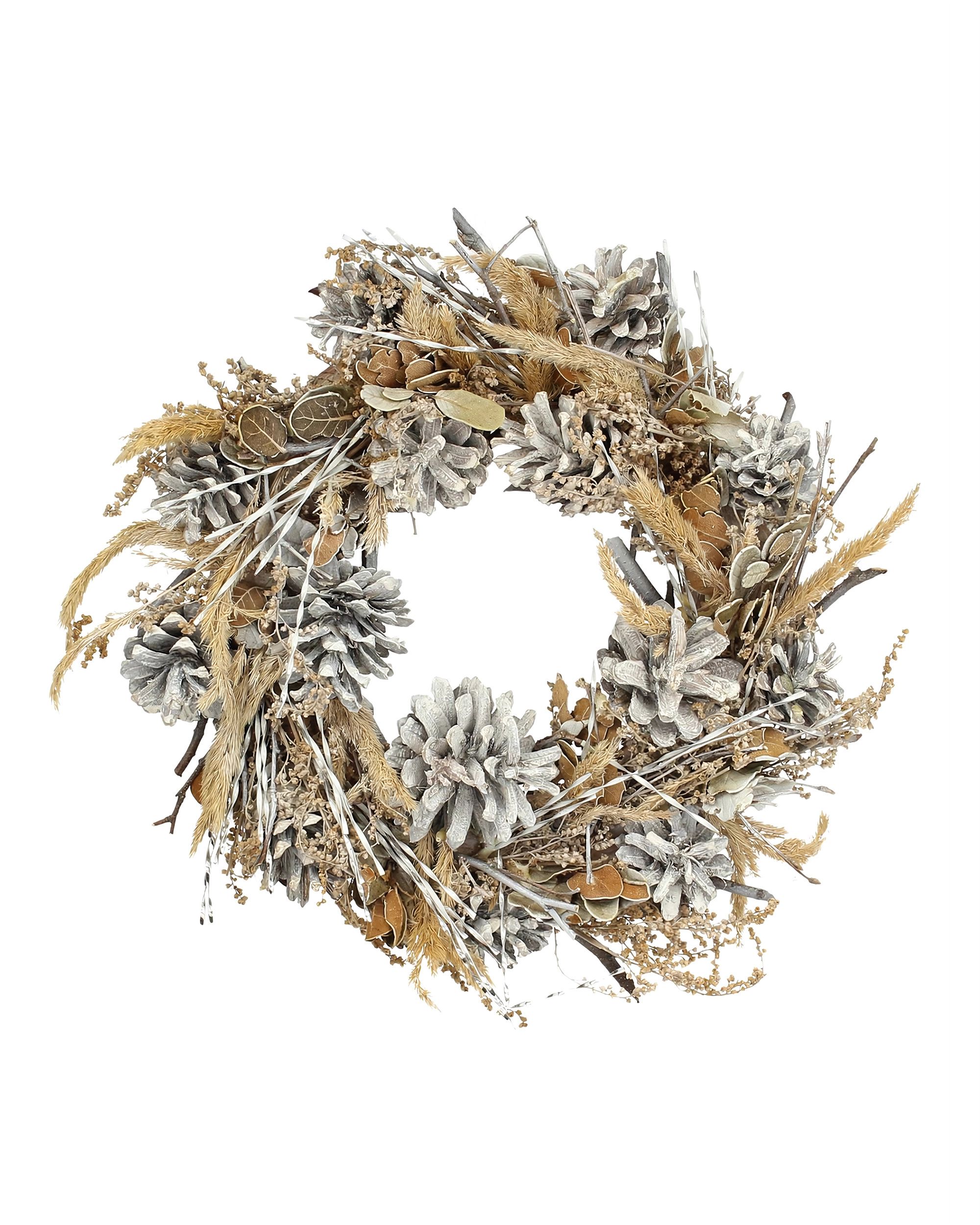Kerstkrans Winterdennenappel Ø30 cm Beige