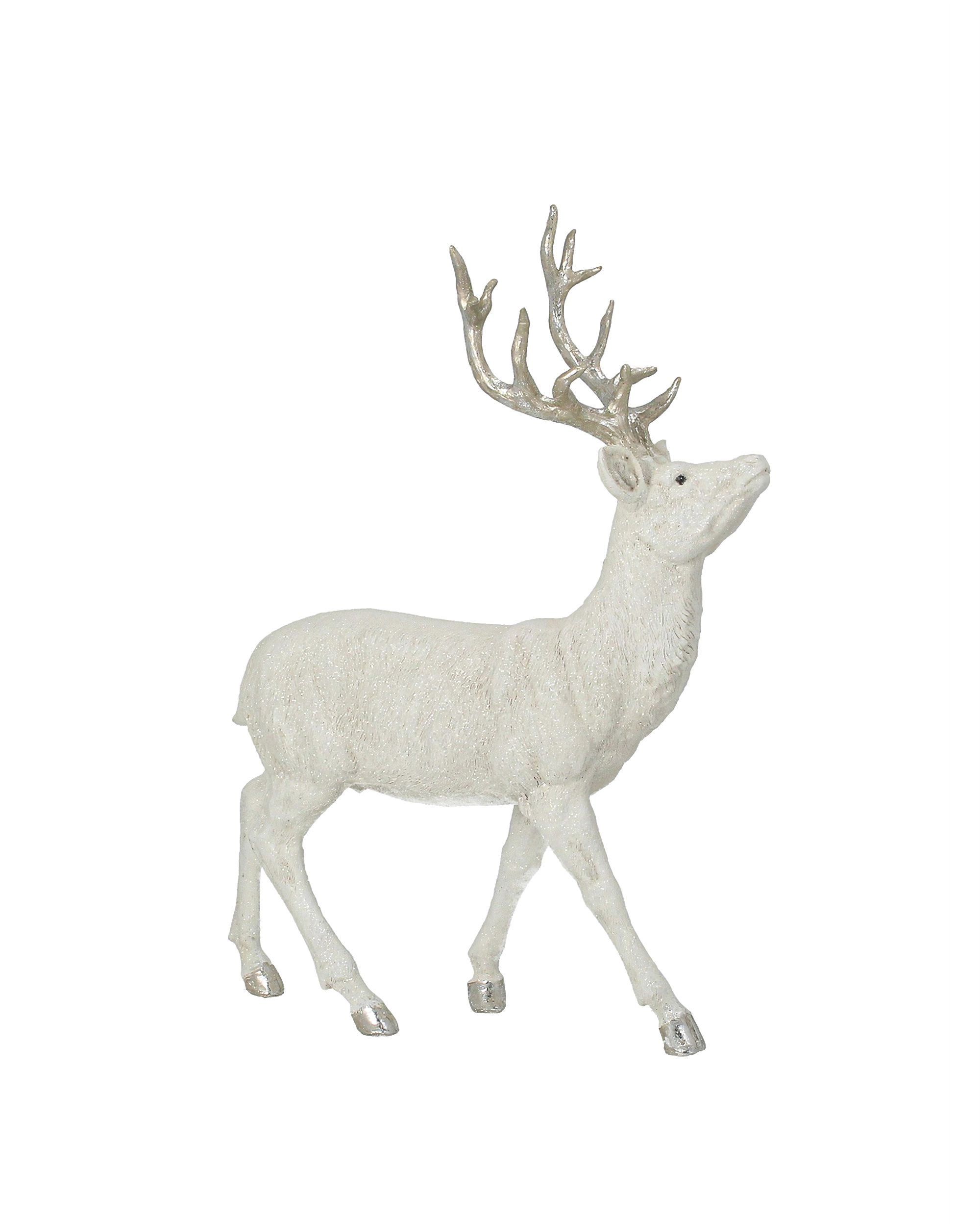 Figuur Deer White 32x12x39 cm zilverkleurig