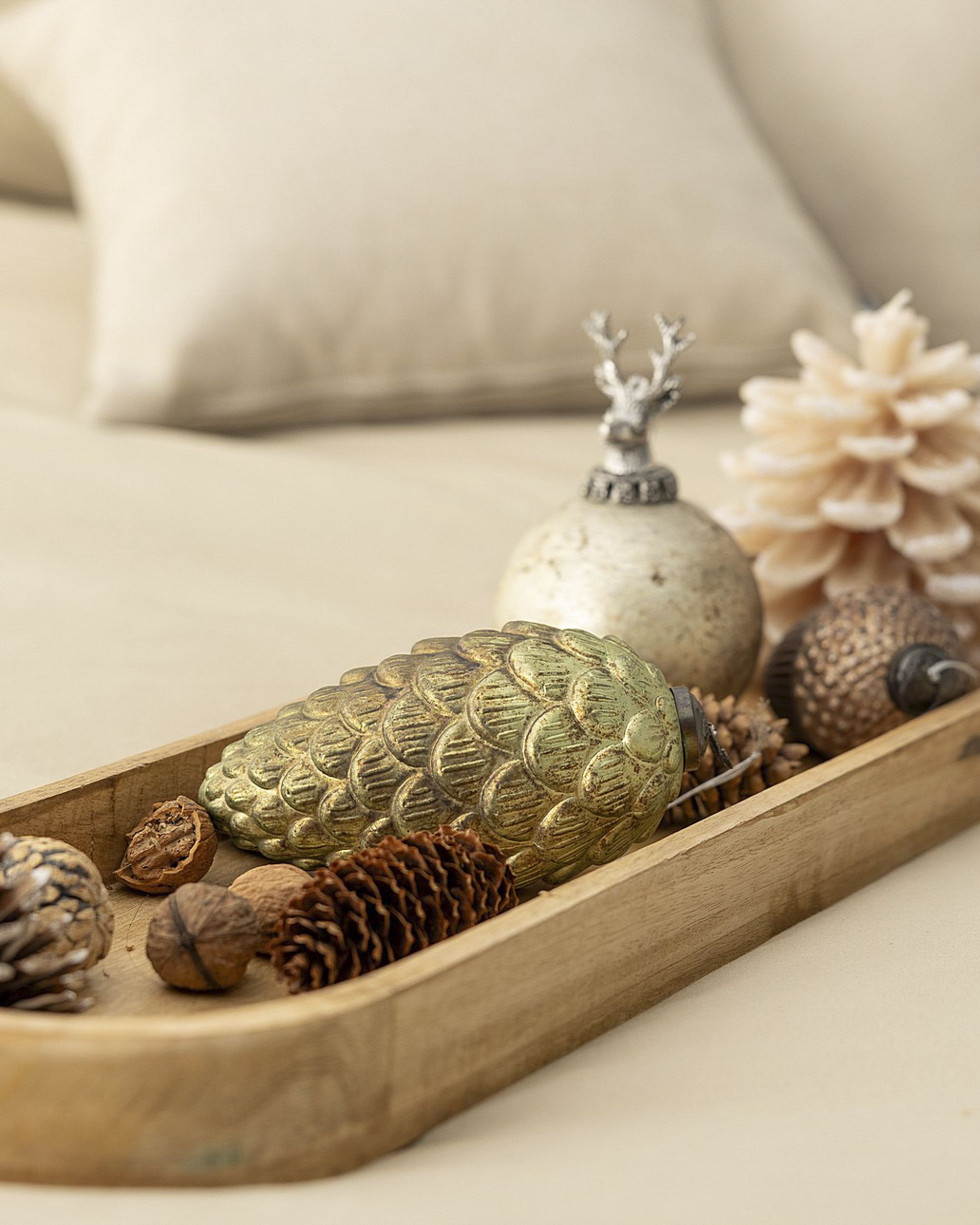 Kerstbal Pinecone Groen 8x8x15 cm (hover)