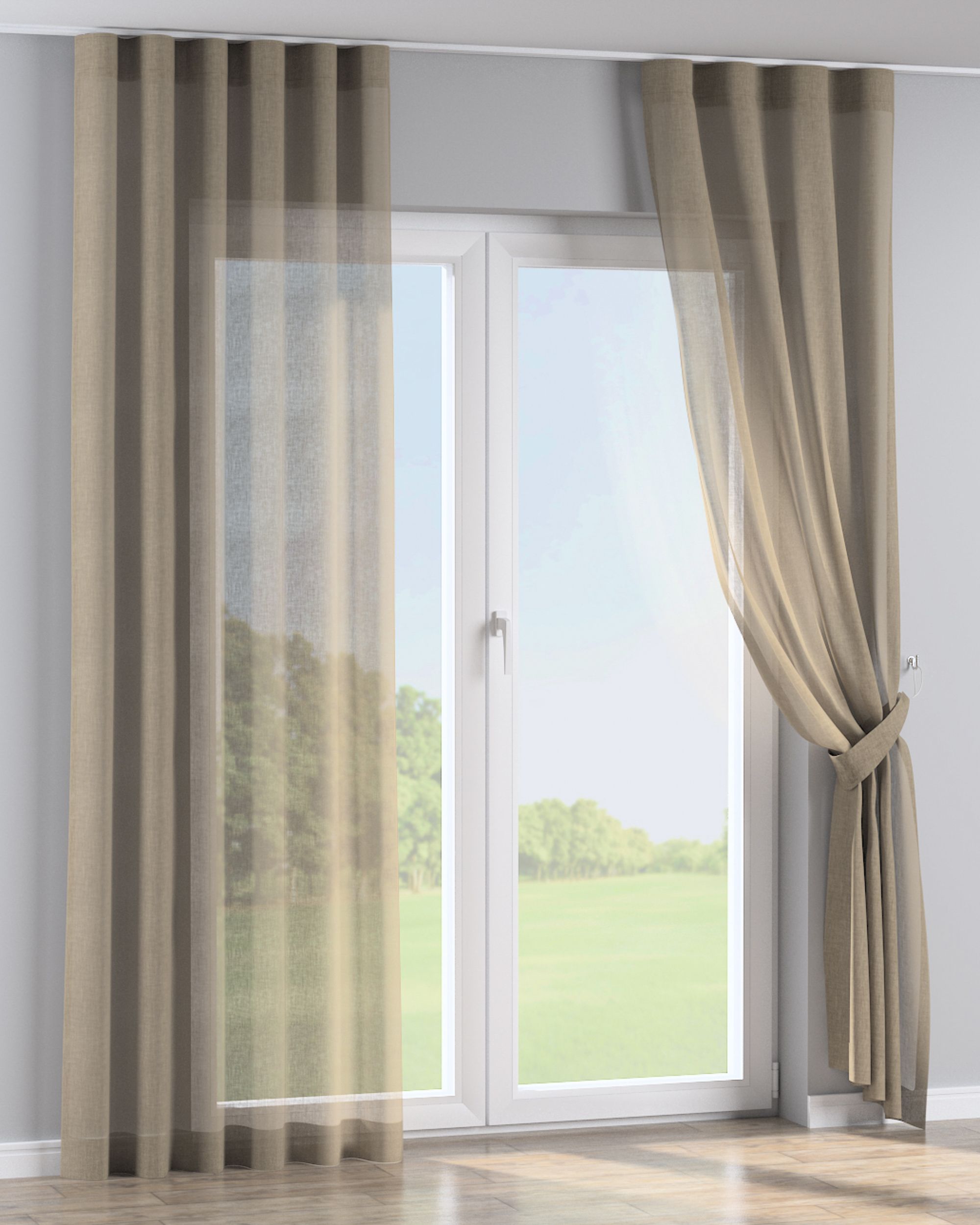 Golfgordijn kleur product beige stof met structuur (hover)