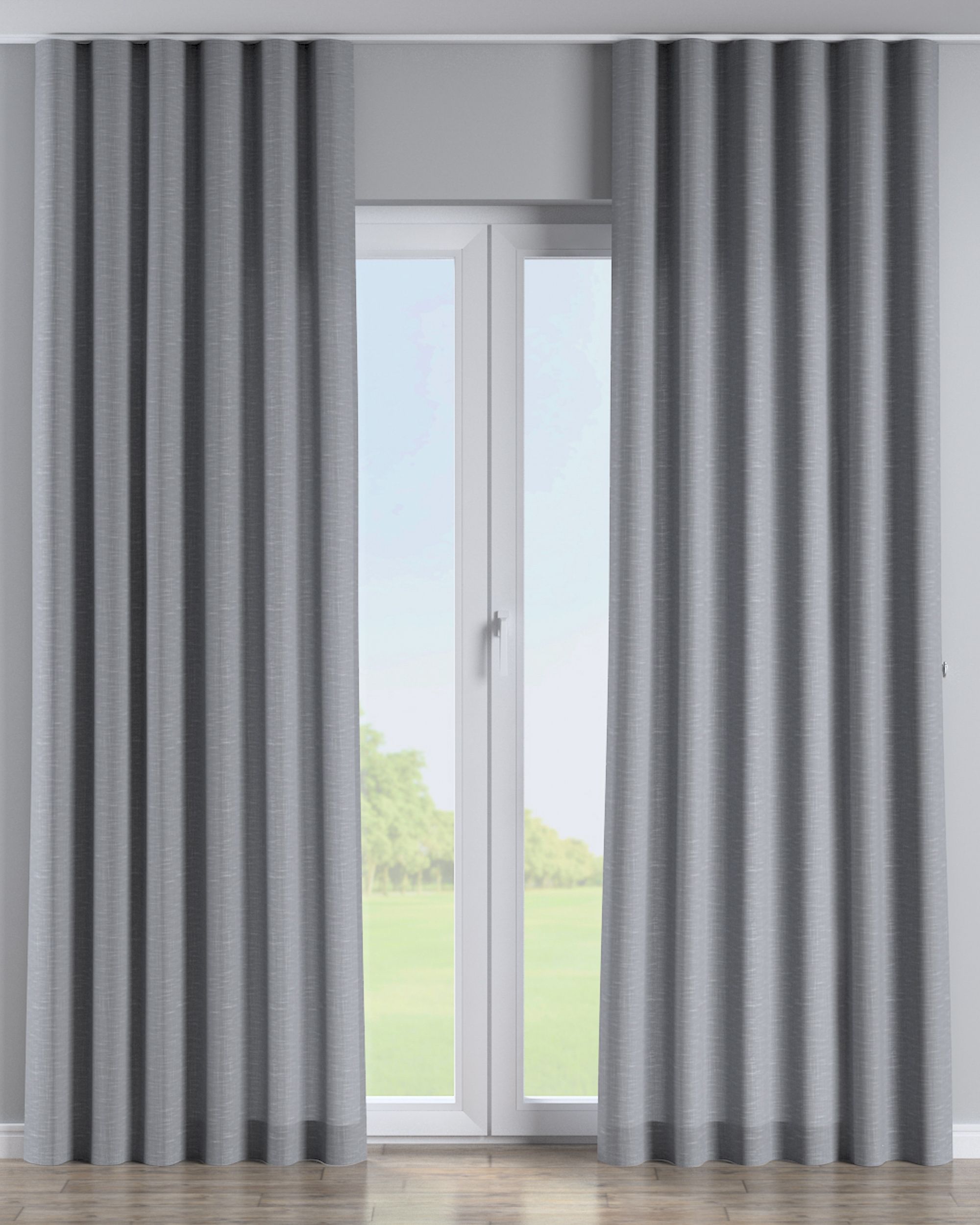 Golfgordijn kleur product grijs stof met structuur