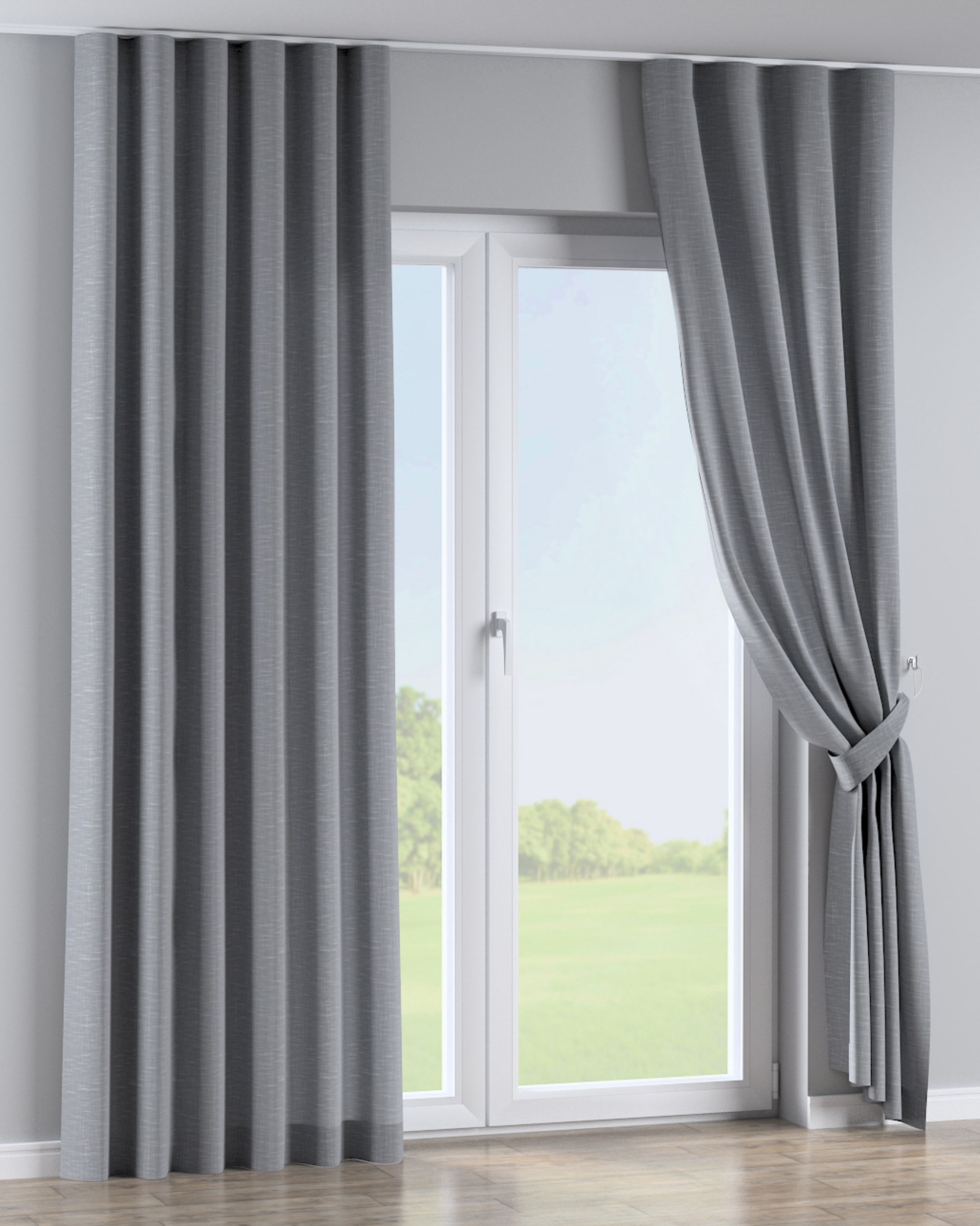Golfgordijn kleur product grijs stof met structuur (hover)