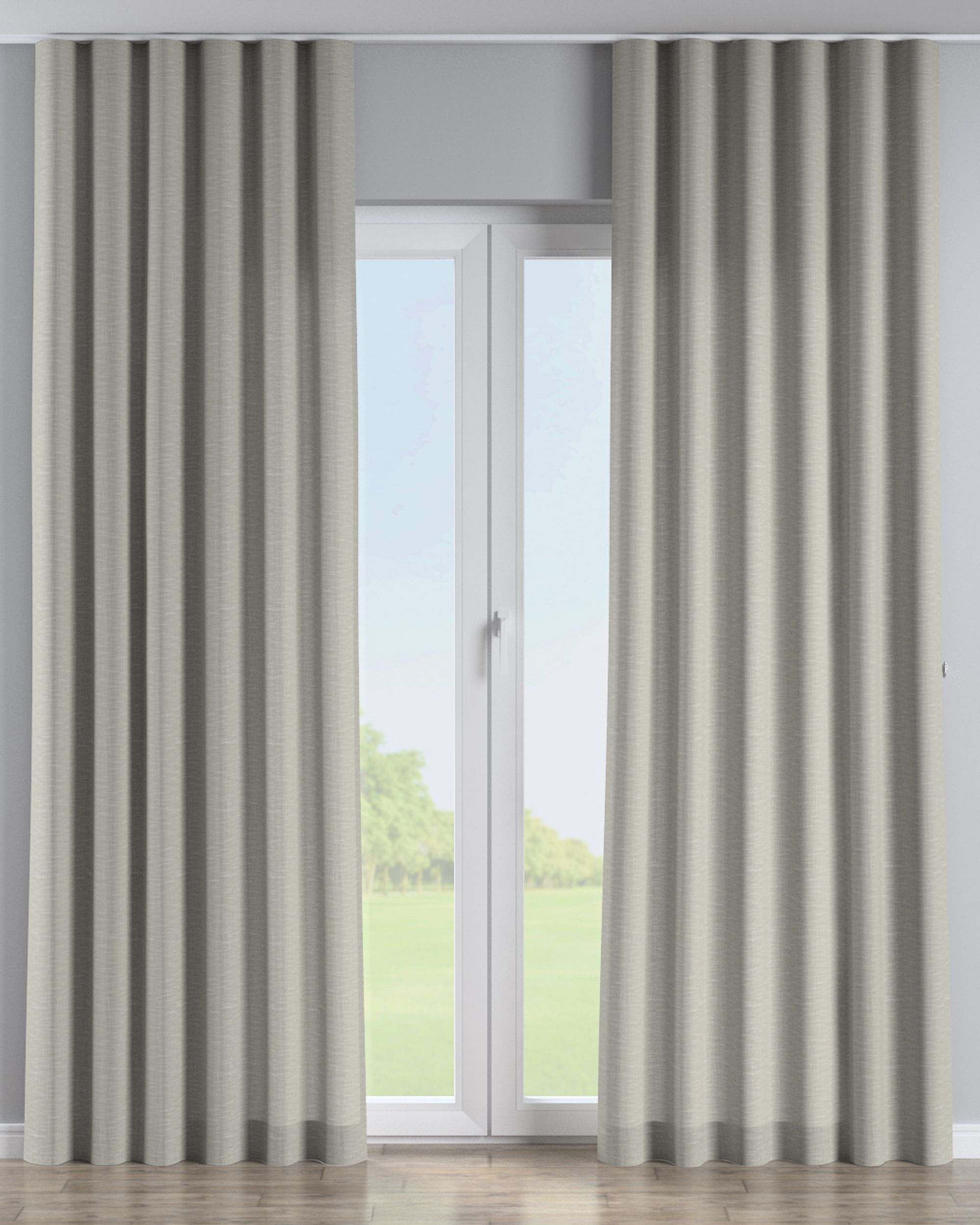 Golfgordijn kleur product beige stof met structuur