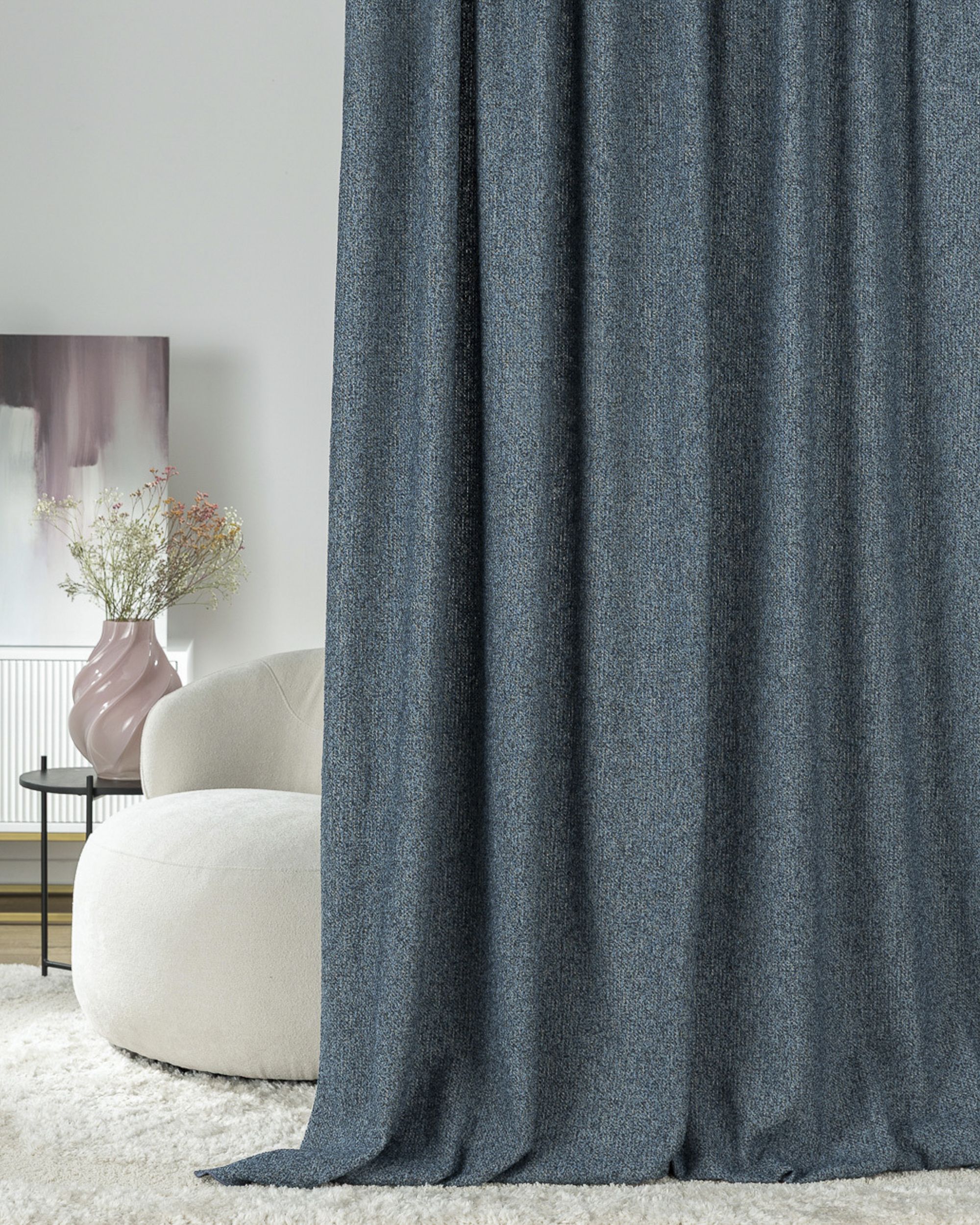 Golfgordijn kleur product blauw stof met structuur (hover)
