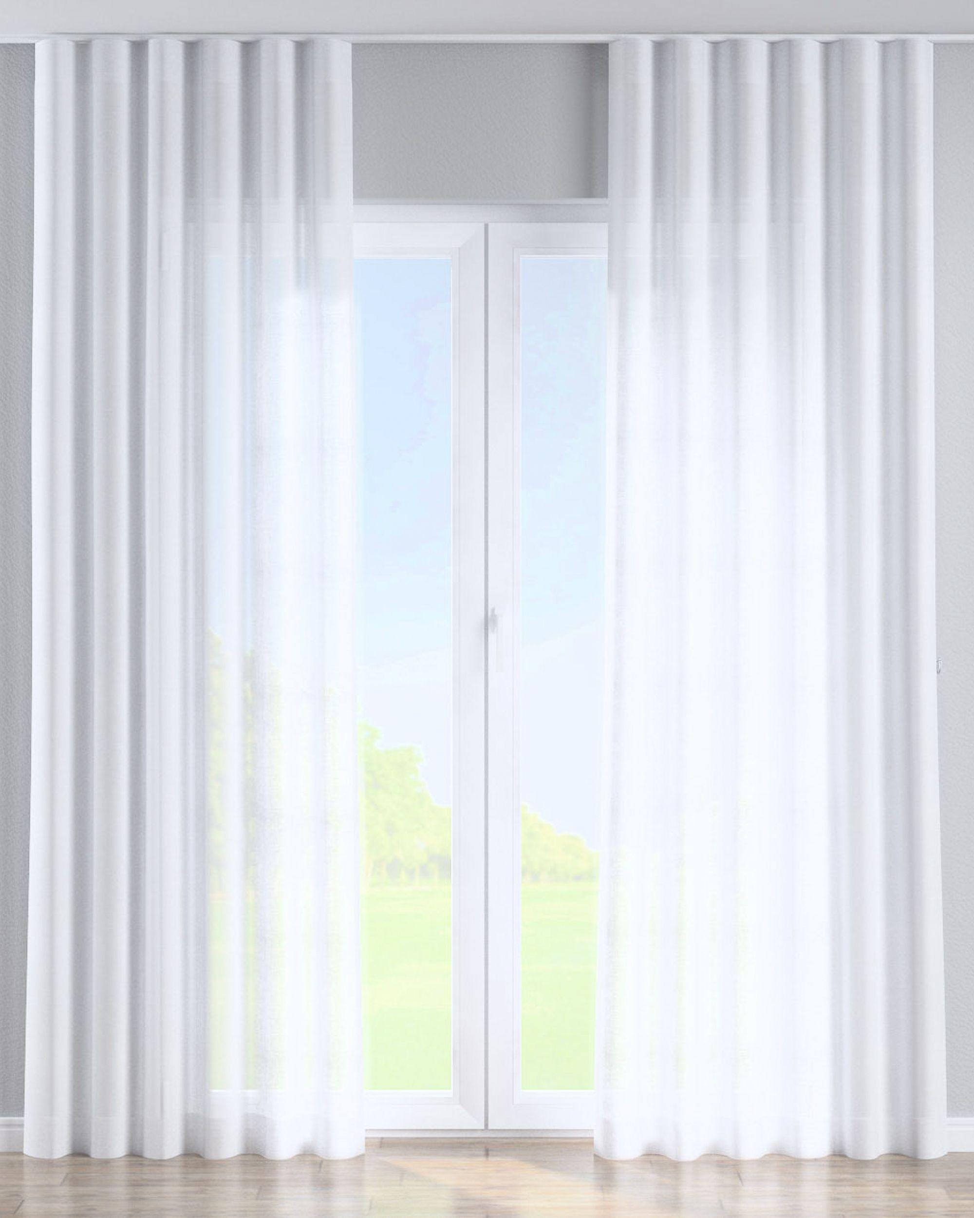 Golfgordijn kleur product wit stof halftransparant, met structuur