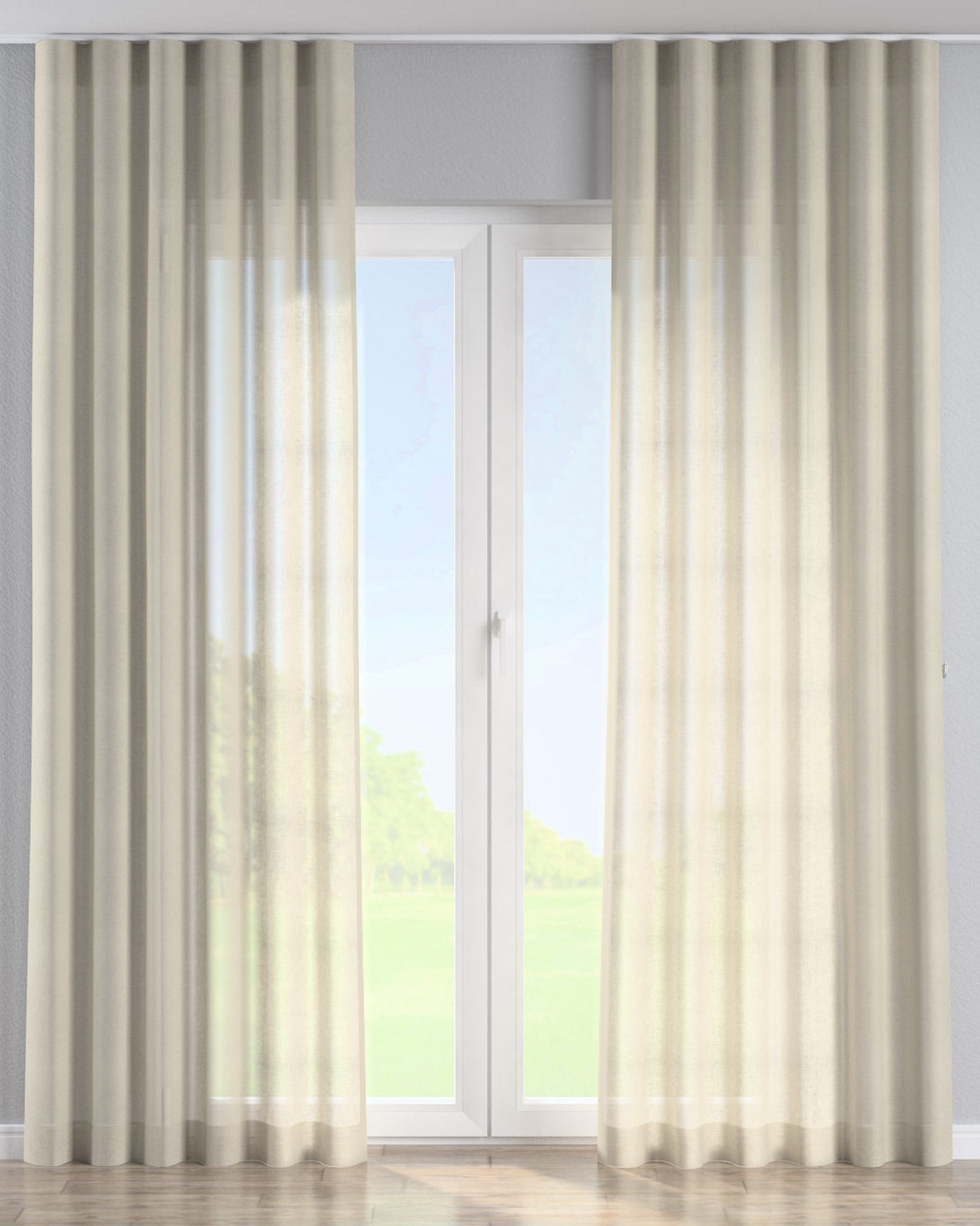 Golfgordijn kleur product beige stof halftransparant, met structuur