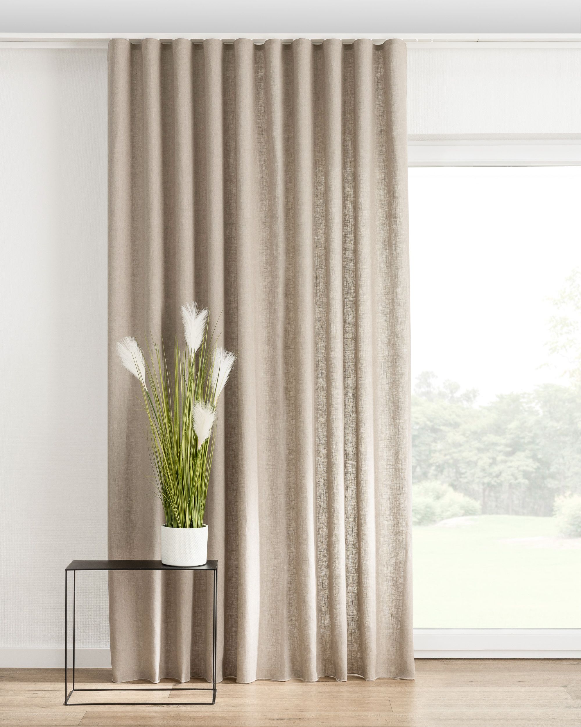 Golfgordijn kleur product beige stof halftransparant, met structuur, linnen
