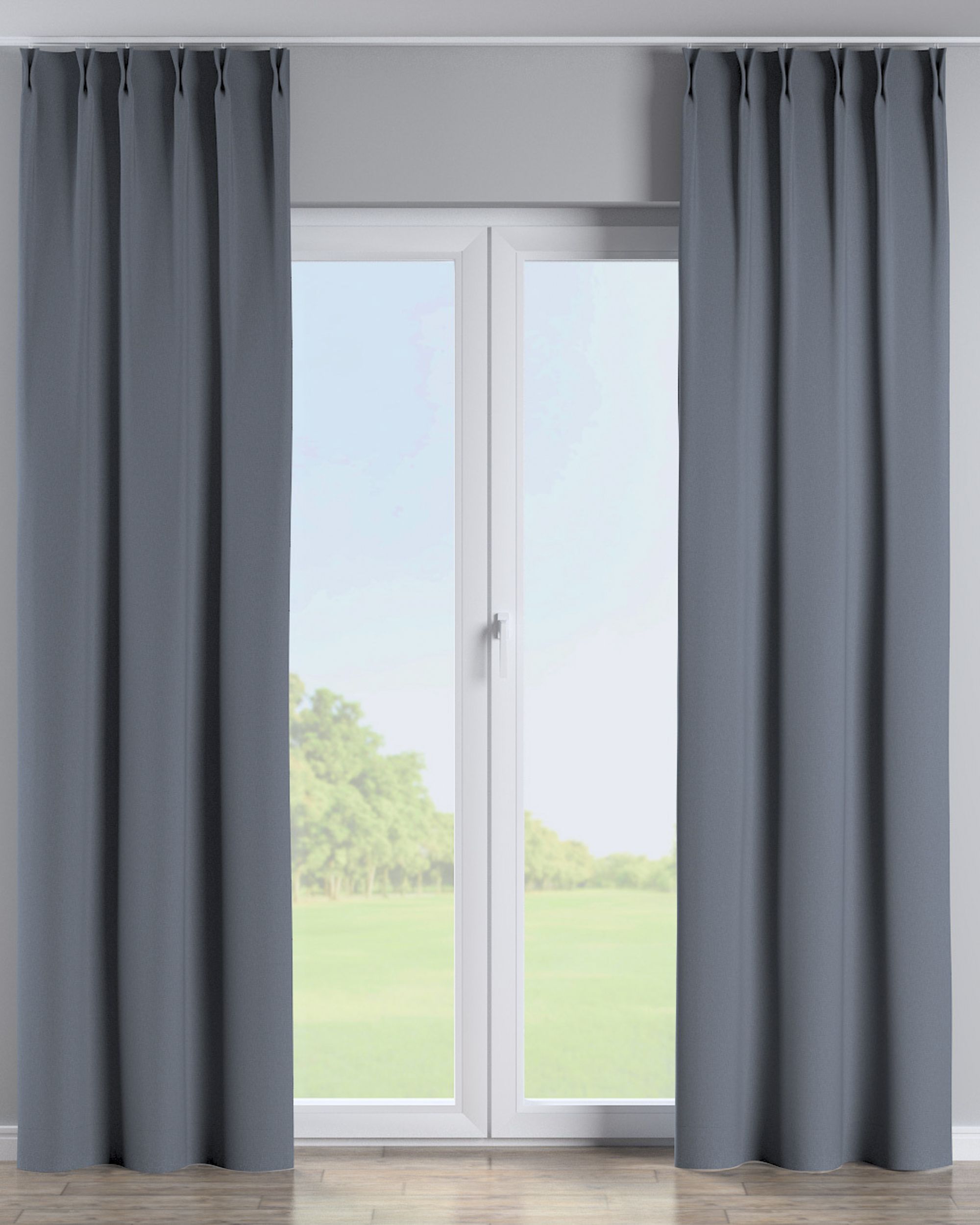 Gordijn met vlaamse plooi kleur product donkerblauw stof verduisterend