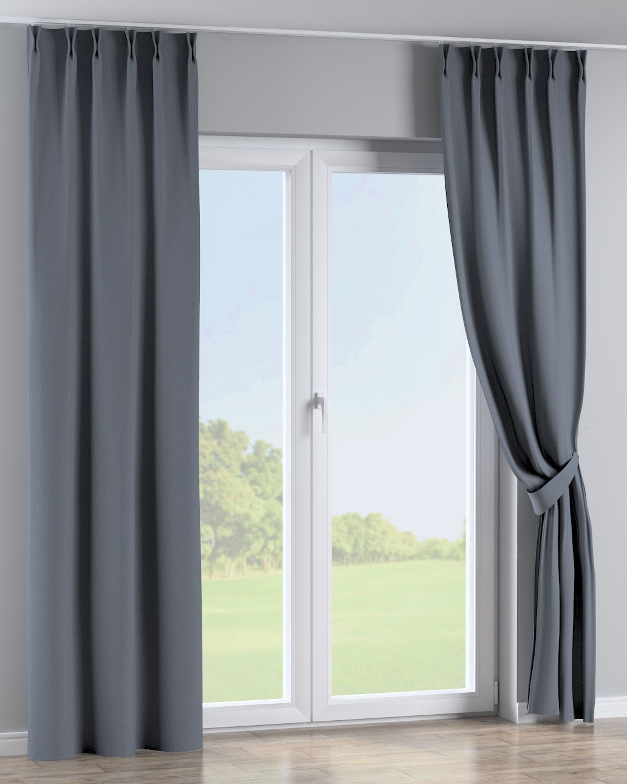 Gordijn met vlaamse plooi kleur product donkerblauw stof verduisterend (hover)