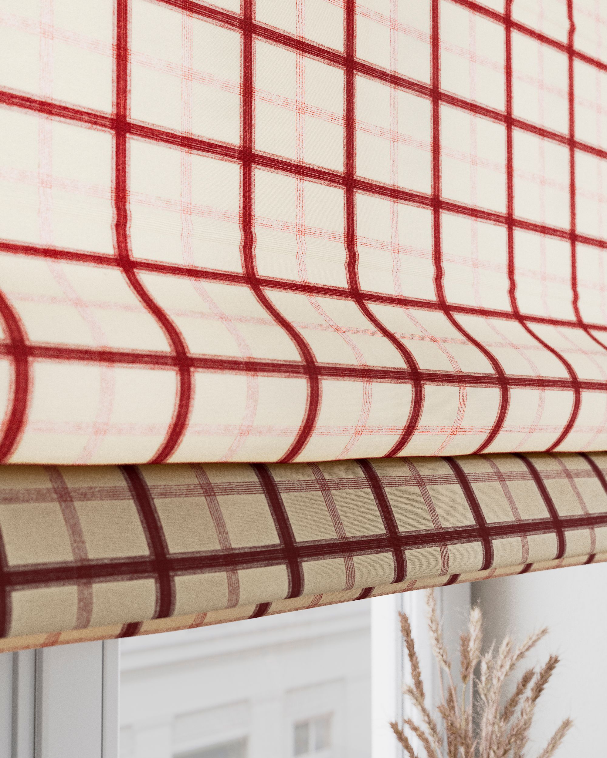 Vouwgordijn Bari kleur product rood stof met patroon (hover)
