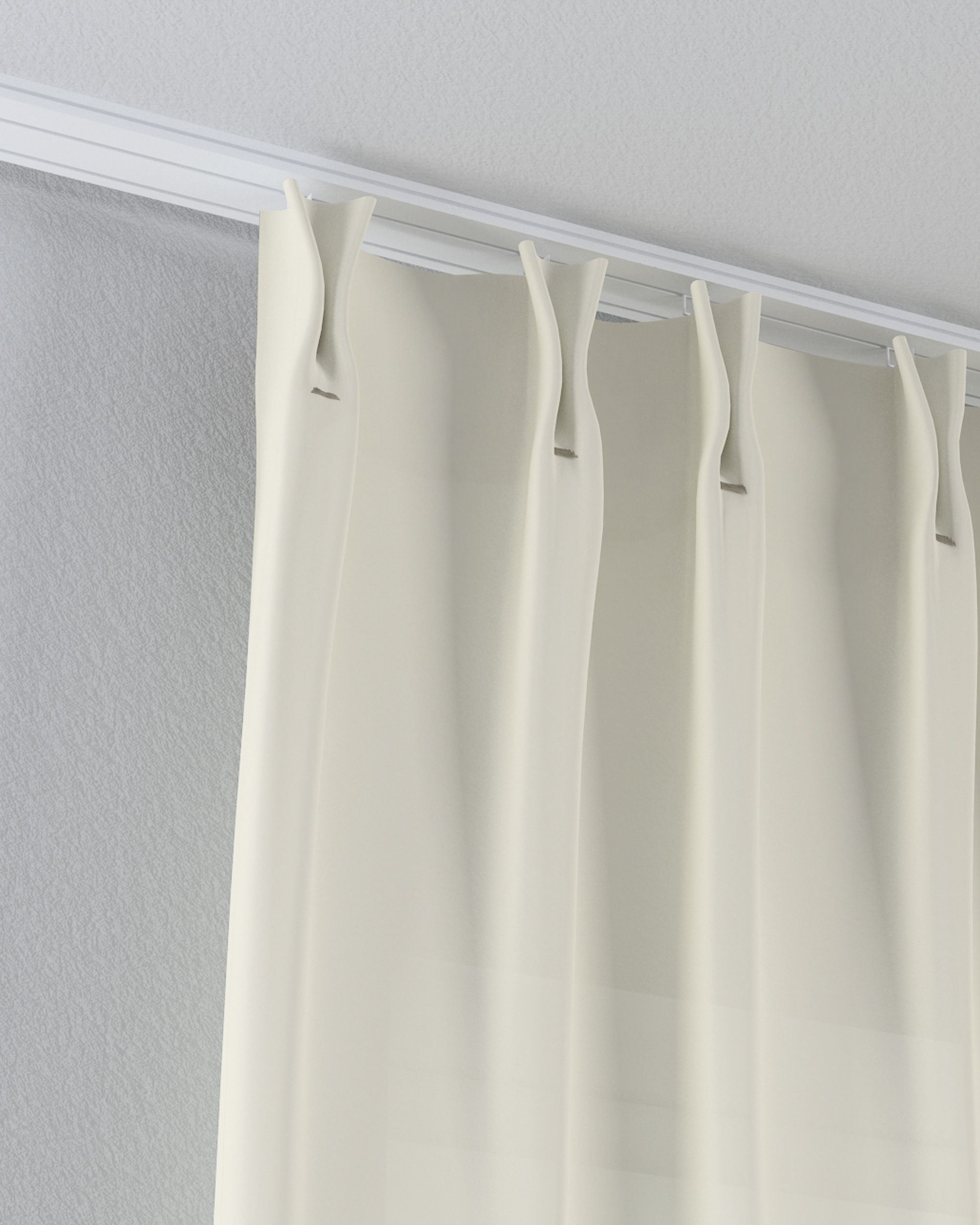 Vlinderplooi vitragegordijn kleur product crème stof halftransparant, met structuur (hover)