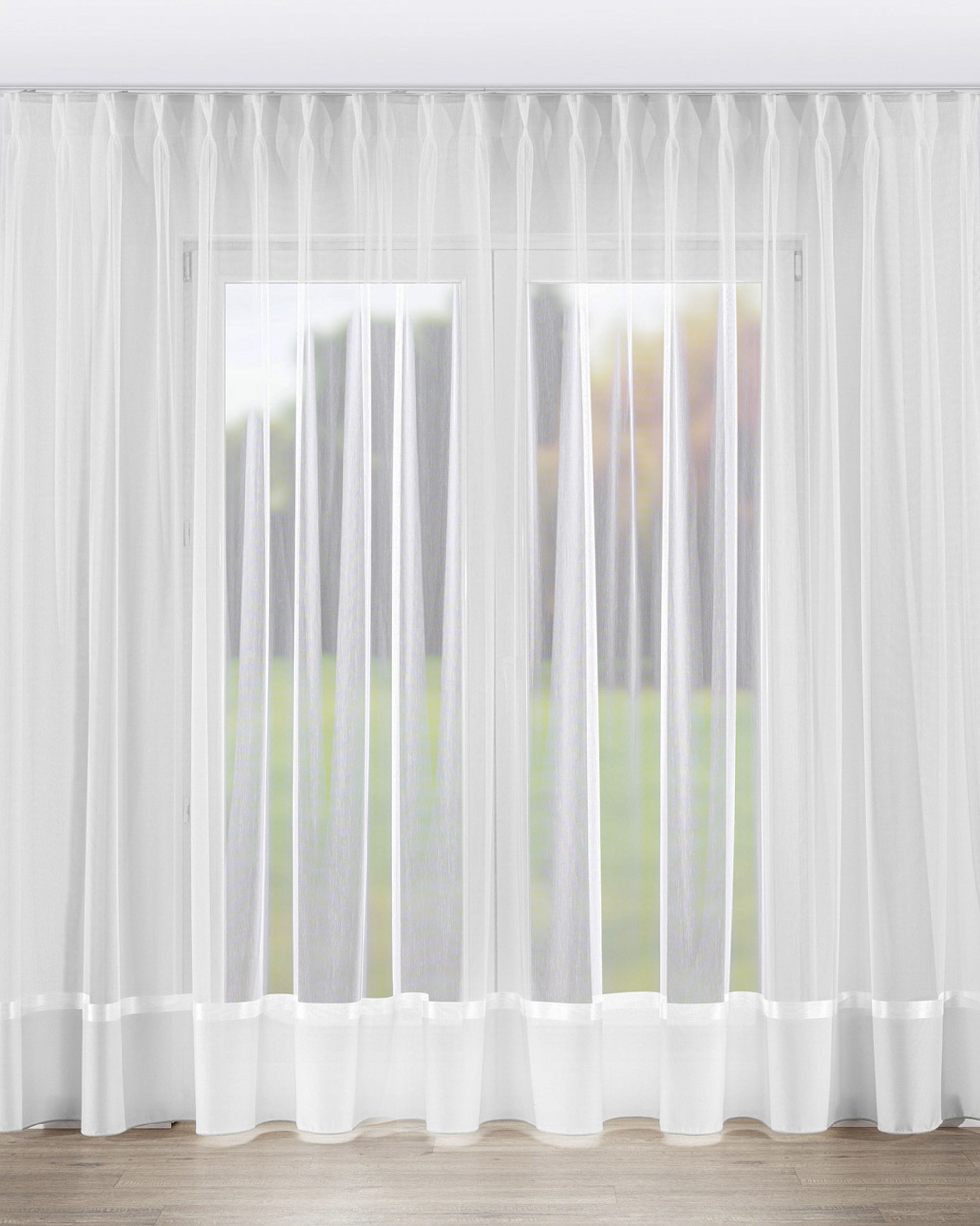 Vlinderplooi vitragegordijn kleur product wit stof halftransparant