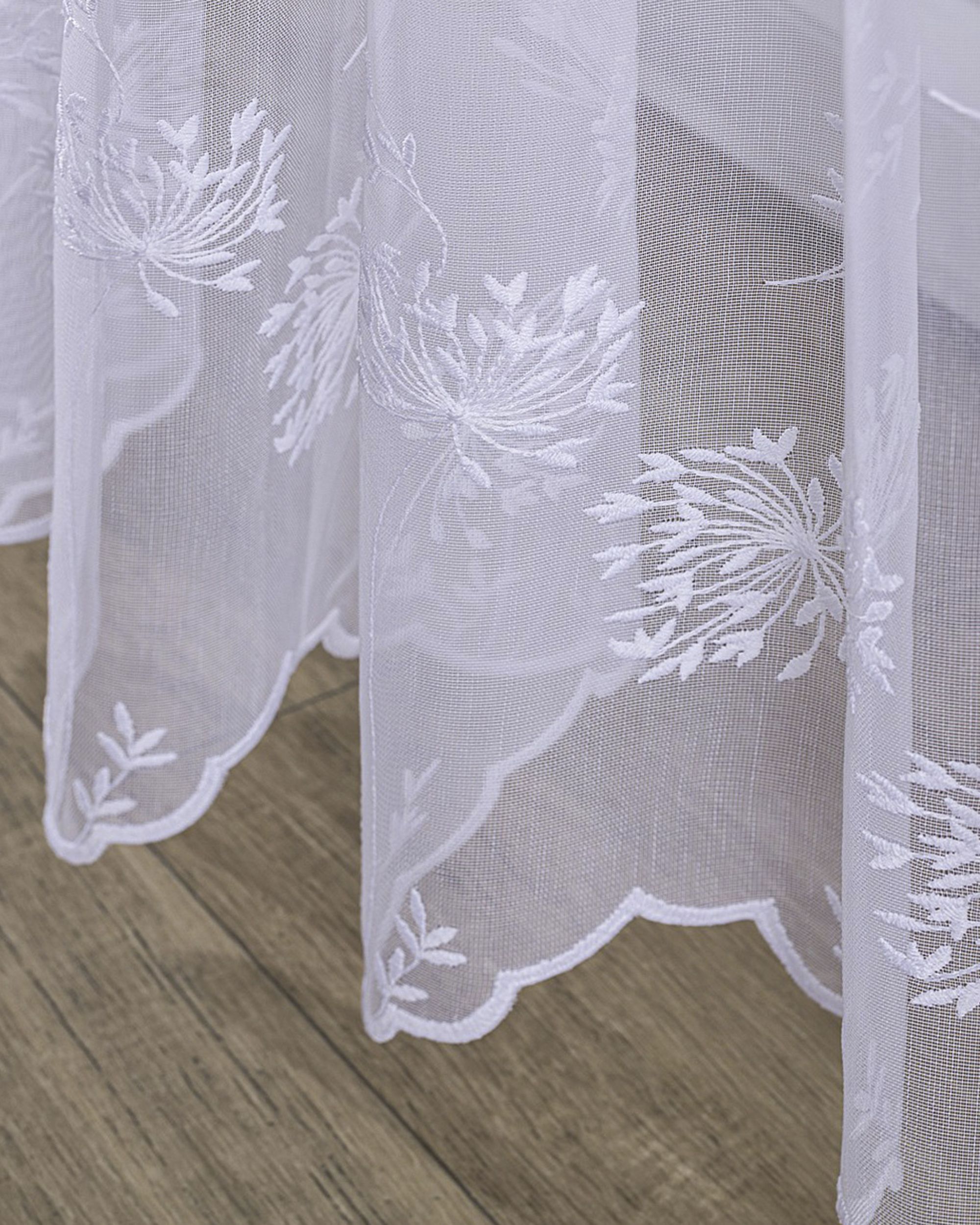 Vlinderplooi vitragegordijn kleur product wit stof halftransparant, met structuur, met patroon (hover)