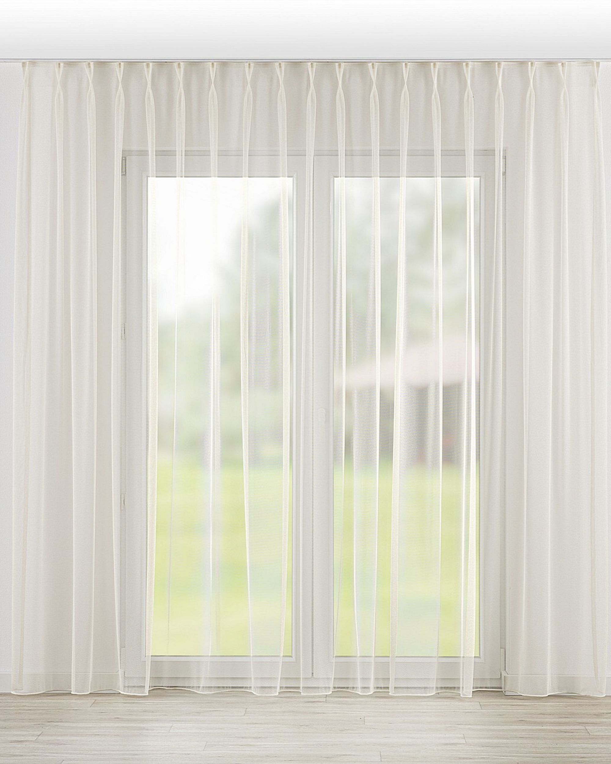 Vlinderplooi vitragegordijn kleur product goud stof halftransparant, glanzend, met structuur
